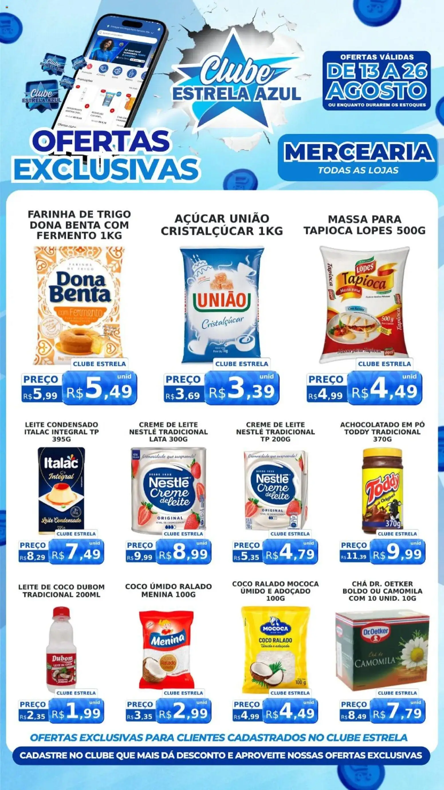 Estrela Azul Folheto - válido de 13/08/2026 | Página: 2 | Produtos: Pó, Creme, Açúcar, Leite de coco