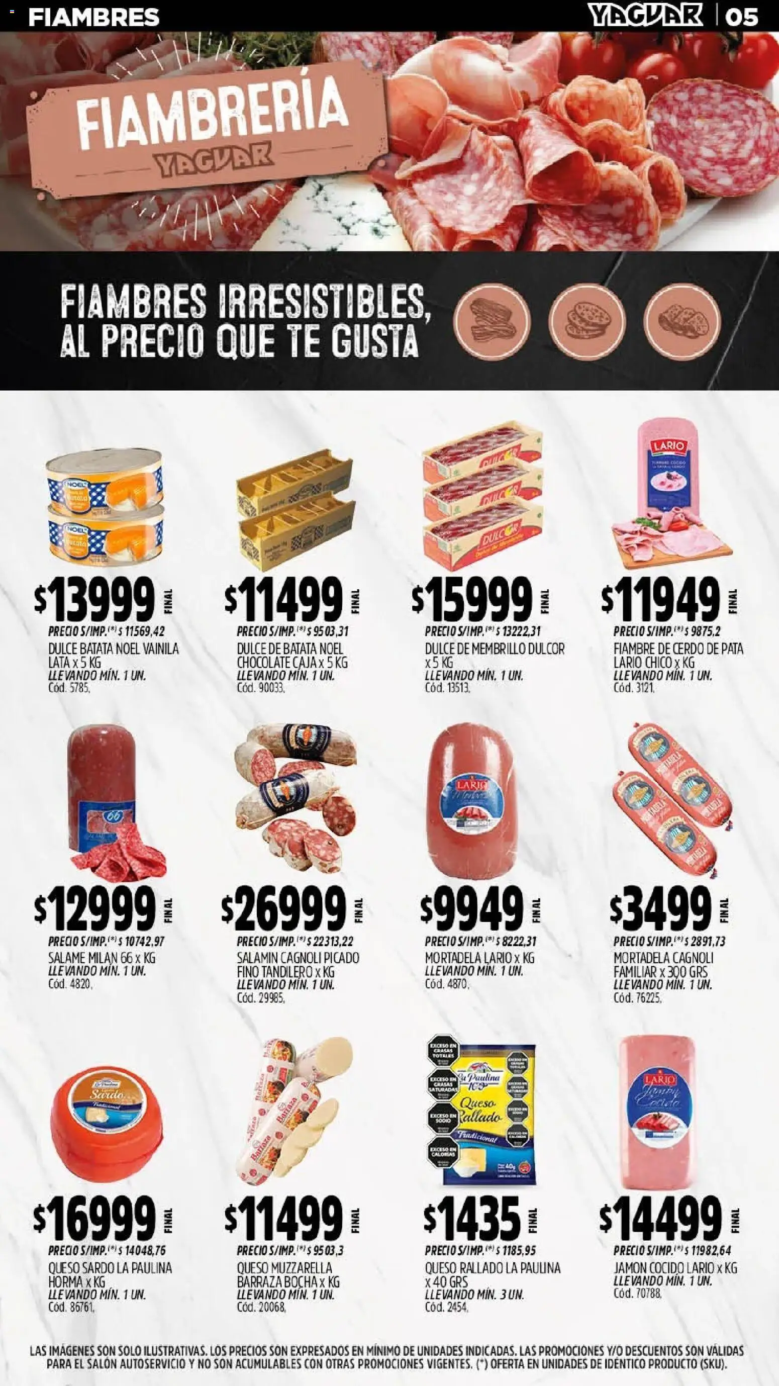 Yaguar - Oferta Semanal Mar del Plata │ válido desde el 11.05.2026 | Página: 5 | Productos: Queso, Chocolate, Jamón, Salame