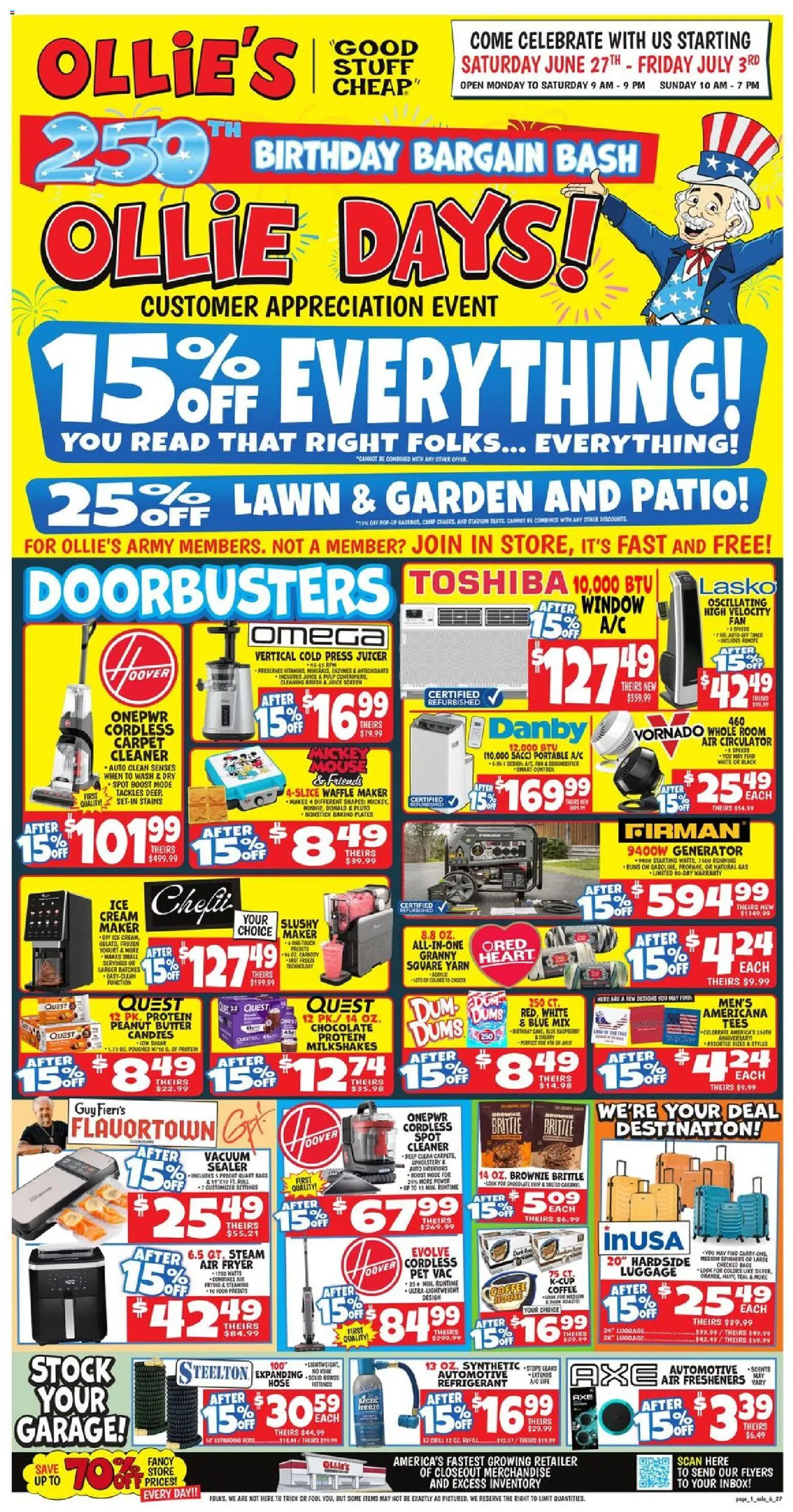 Ollie's Ad 2 - valid from 06/27/2026 | Page: 1 | Products: Fryer, Acrylic, Yogurt, Coffee