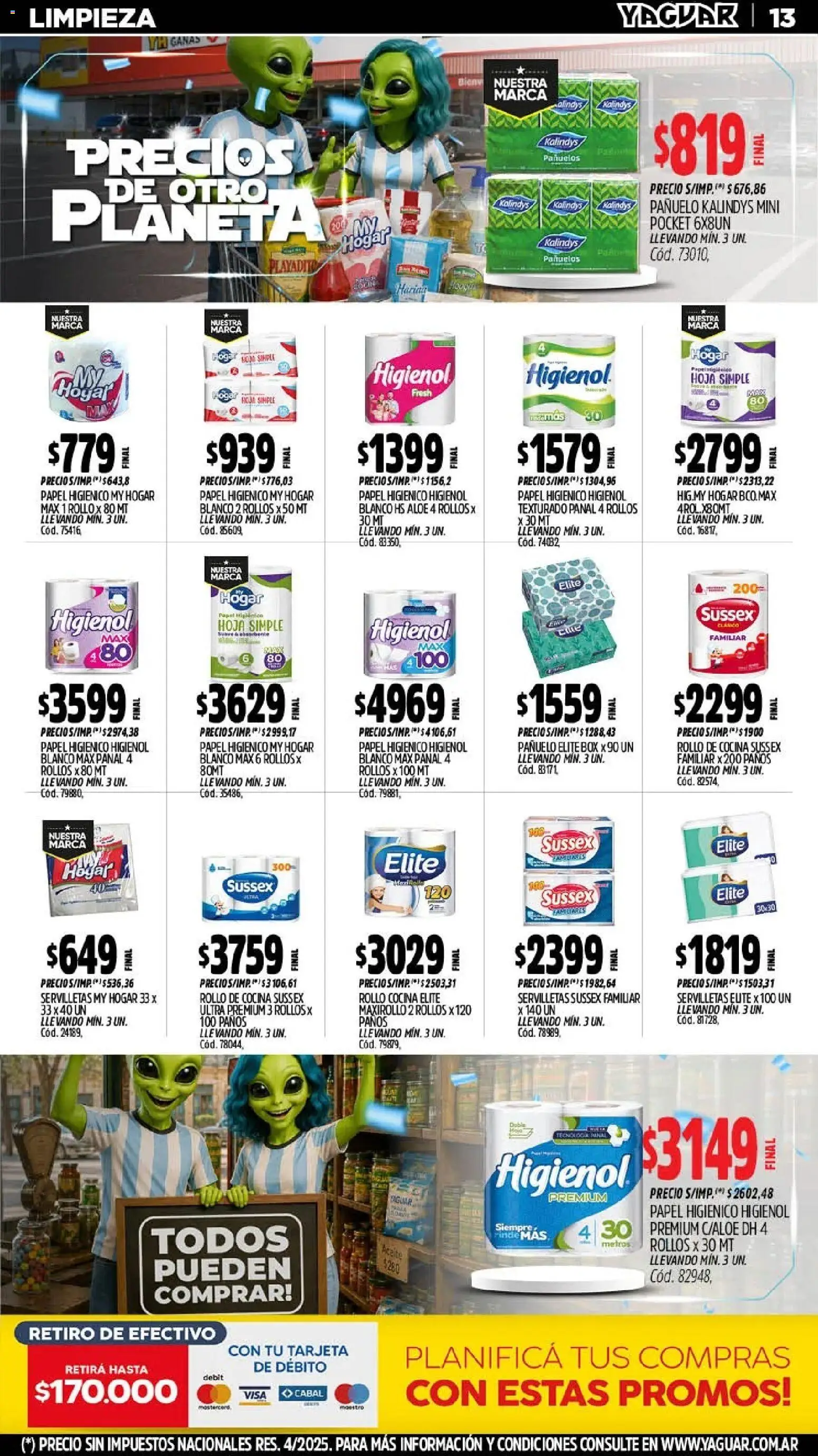 Yaguar - Oferta Semanal San Juan │ válido desde el 13/07/2026 | Página: 14 | Productos: Papel higiénico, Pañuelo, Cocina, Servilletas