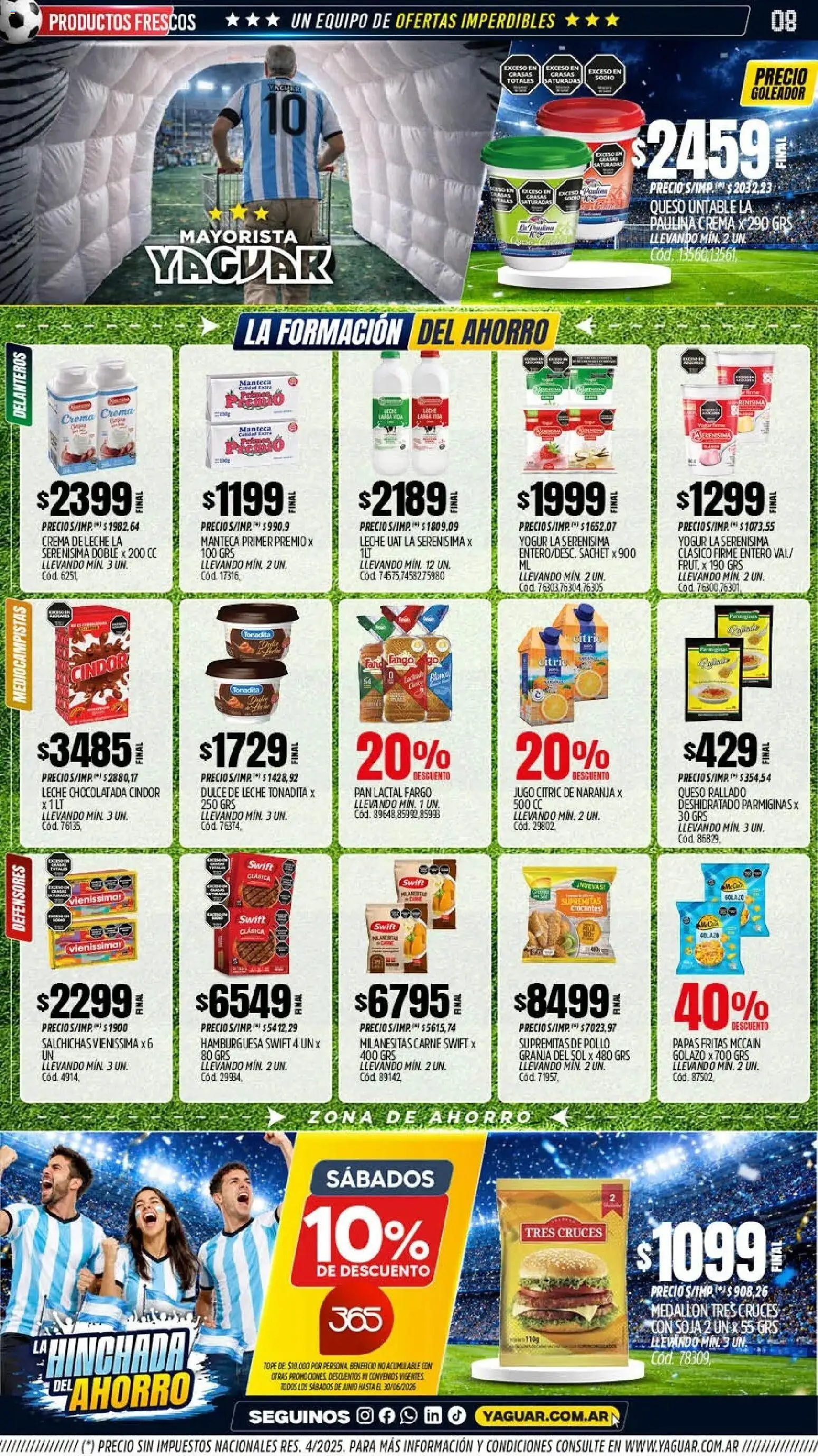 Yaguar - Oferta Semanal Parque Chacabuco │ válido desde el 15.06.2026 | Página: 8 | Productos: Leche, Chocolatada, Jugo, Crema
