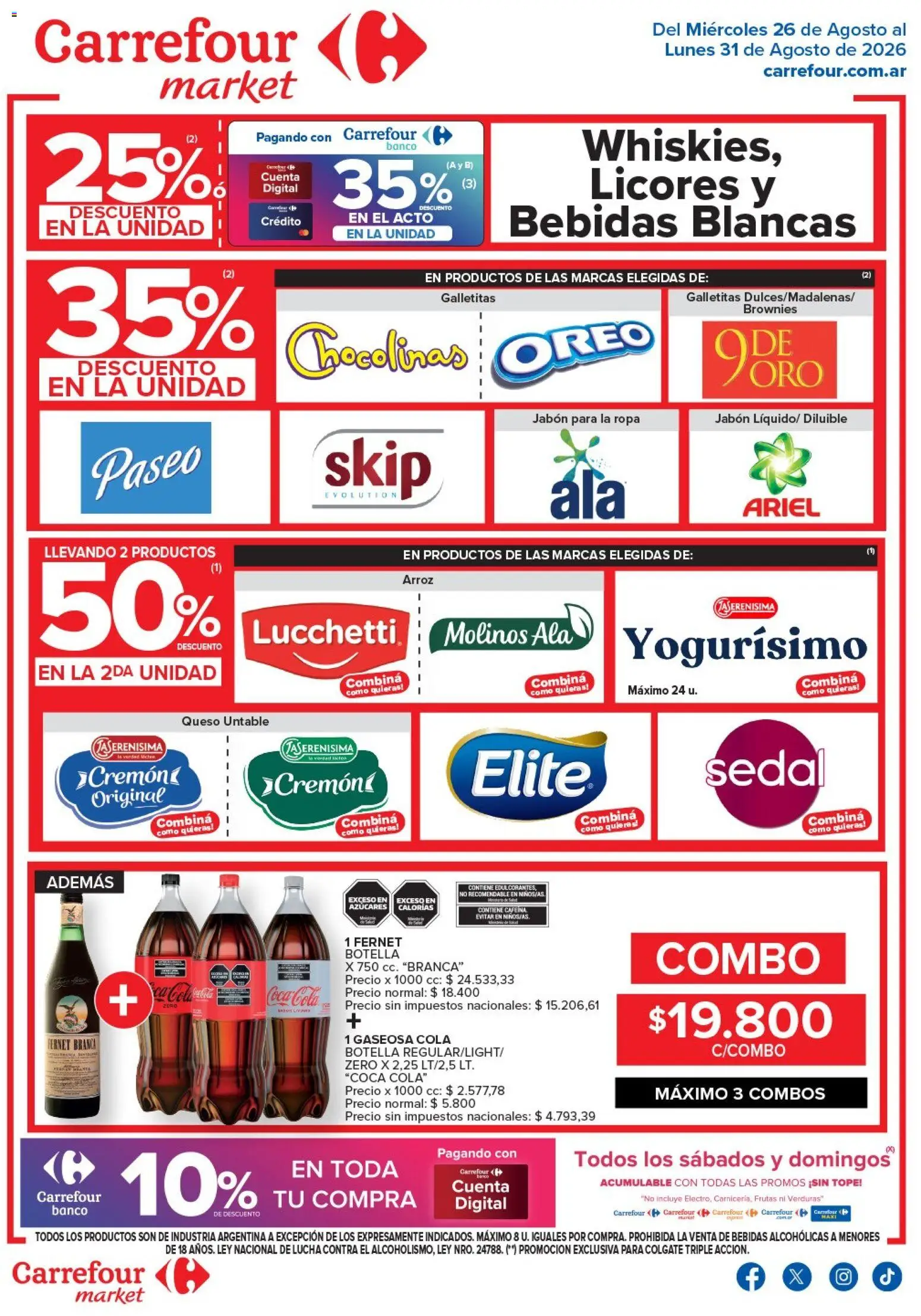Carrefour Market - Market Paraná Concordia │ válido desde el 26/08/2026 | Página: 2 | Productos: Galletitas, Bebidas, Jabón, Arroz
