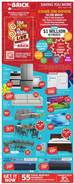 Preview of The Brick weekly flyer / circulaire from shop The Brick valid from Jul 30, 2026 | Page: 3 | Products: Dryer, Bed, Mattress, Sofa