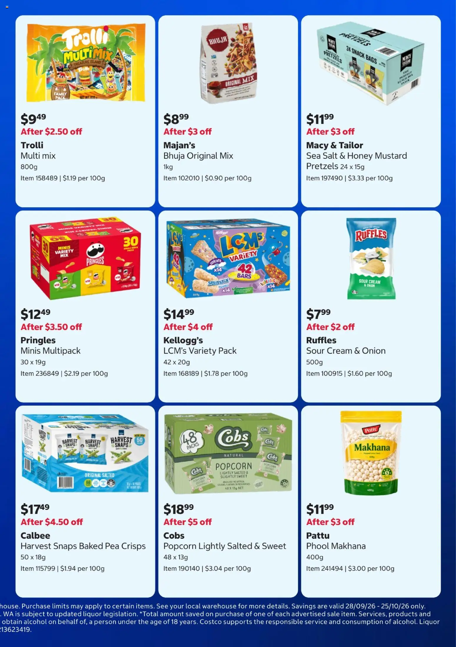 Costco catalogue - valid from 28/09/2026 | Page: 7 | Products: Pretzels, Salt, Pea, Onion