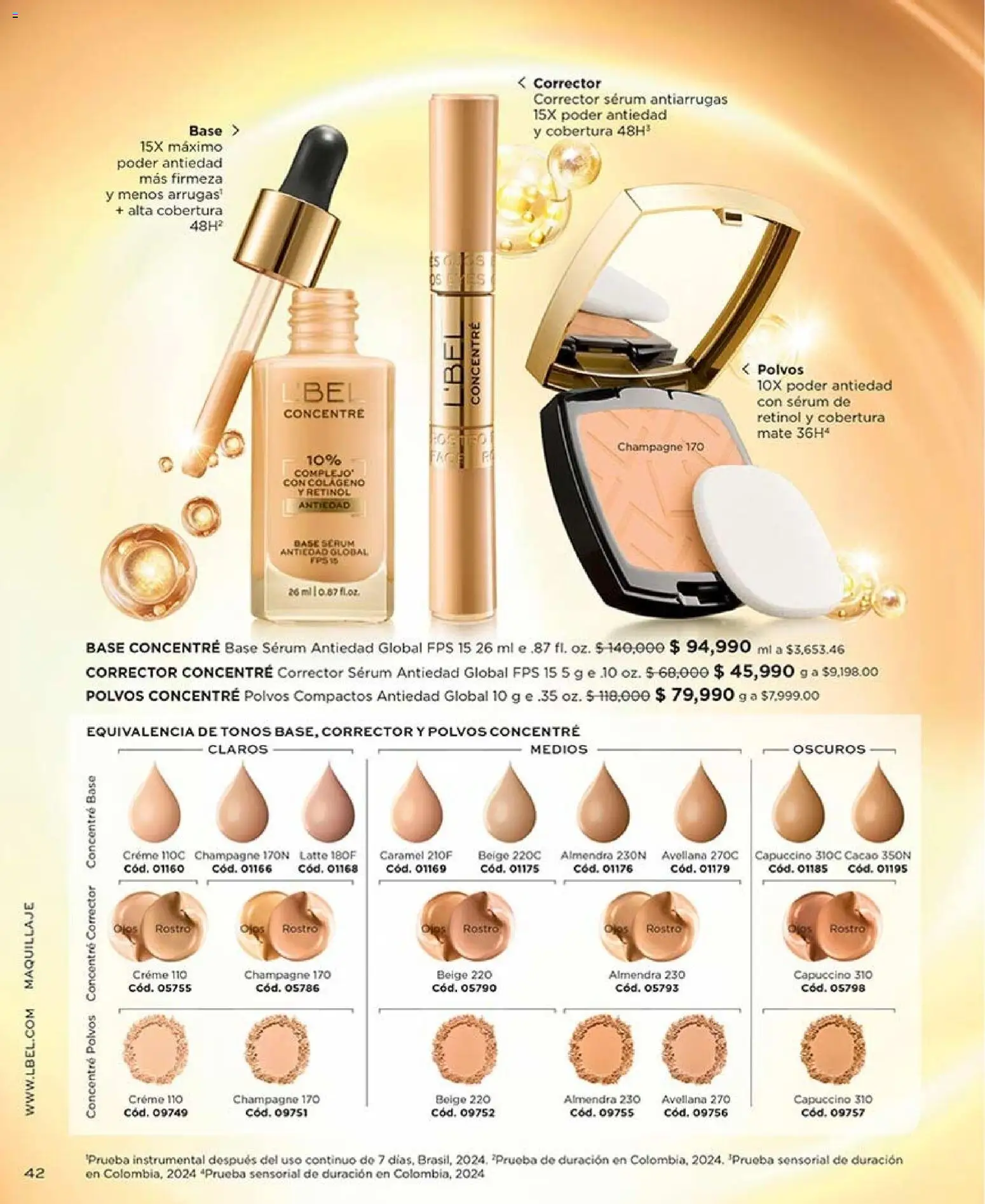 L'Bel revista - valida desde el 28/08/2026 | Página: 42 | Productos: Almendra, Serum, Maquillaje, Corrector