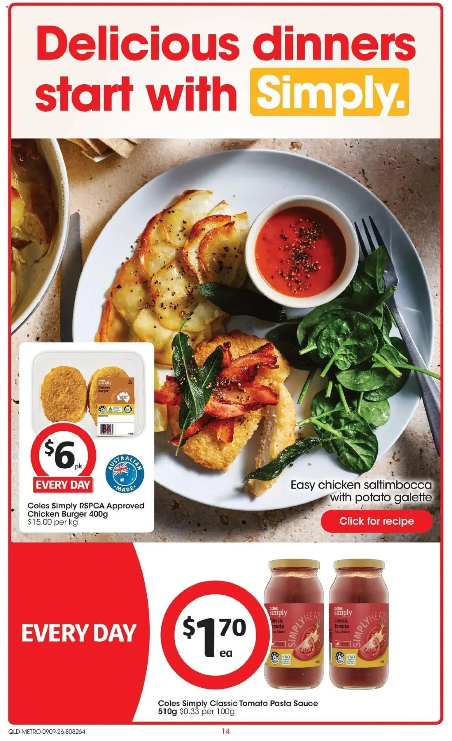 Coles catalogue - valid from 09/09/2026 | Page: 14 | Products: Chicken, Pasta, Tomato, Pesto