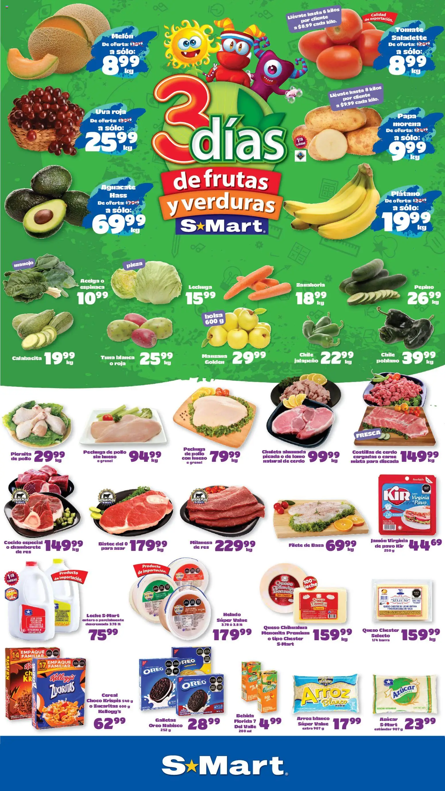 Nuevas ofertas de S-Mart válidas en toda la República Mexicana desde el 11/08/2026. ¡Encuentra las mejores ofertas en S-Mart folleto Nuevo Laredo! | Página: 1 | Productos: Queso, Galletas, Carne, Pepino