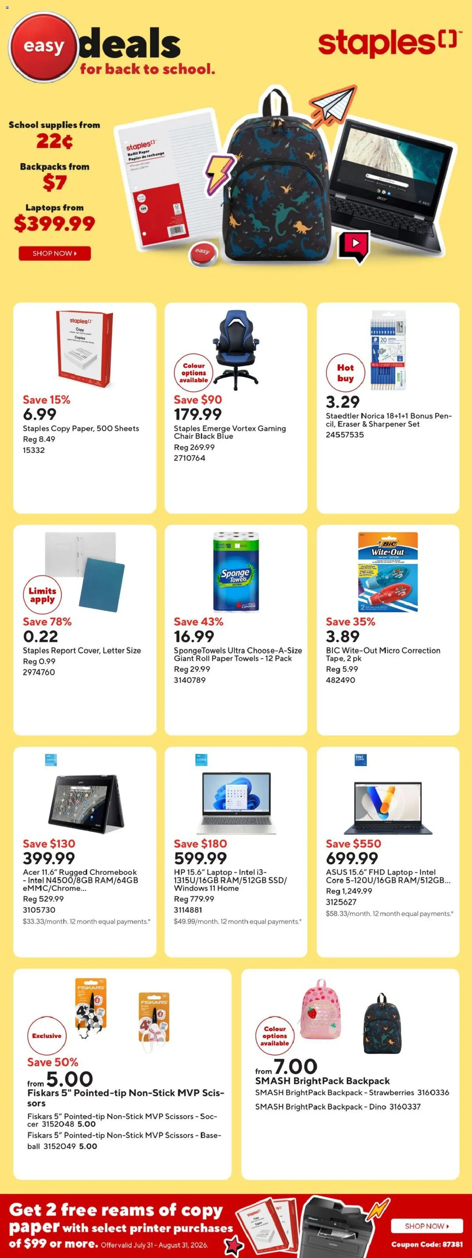 Staples flyer valid from Jul 31, 2026 | Page: 1