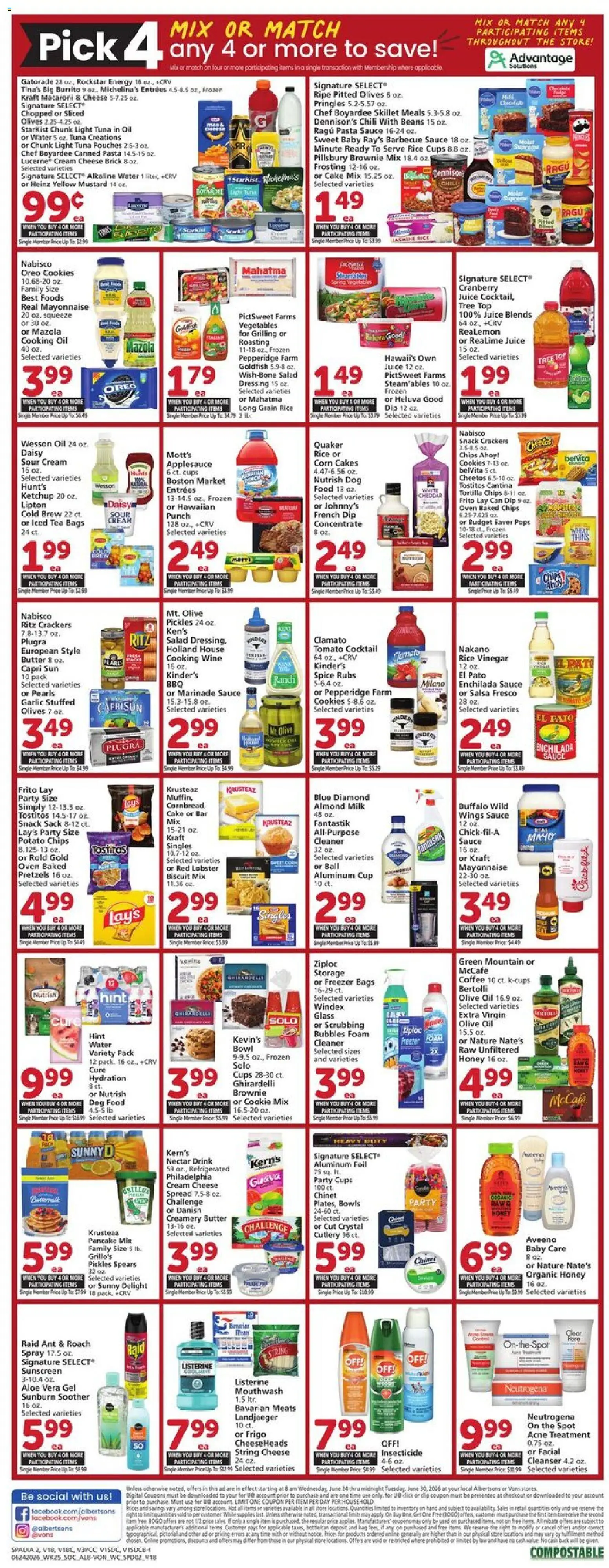 Vons Weekly Ad - valid from 06/24/2026 | Page: 3 | Products: Vinegar, Wc, Milk, Aloe Vera
