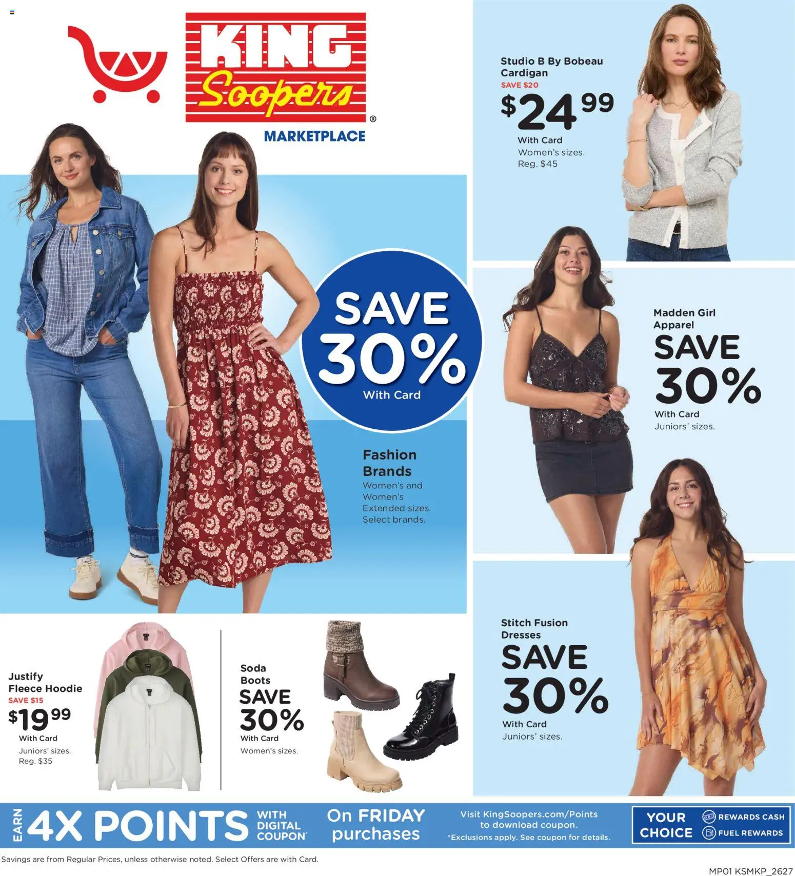 King Soopers Home & Apparel - valid from 08/05/2026 | Page: 1 | Products: Fusion, Hoodie, Boots, Cardigan