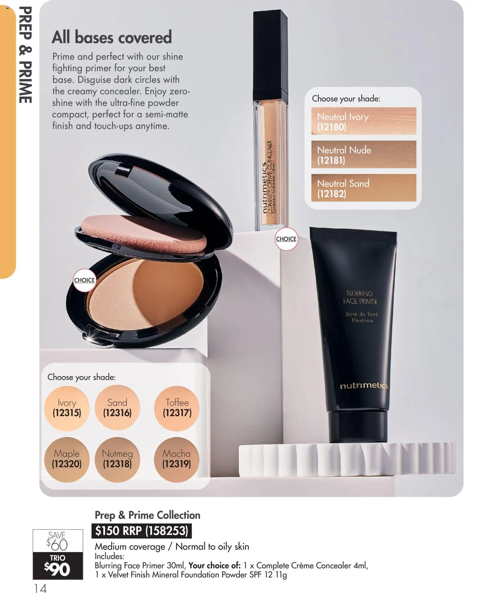 Nutrimetics catalogue - valid from 01.04.2026 | Page: 14 | Products: Concealer, Powder, Nutmeg, Face primer
