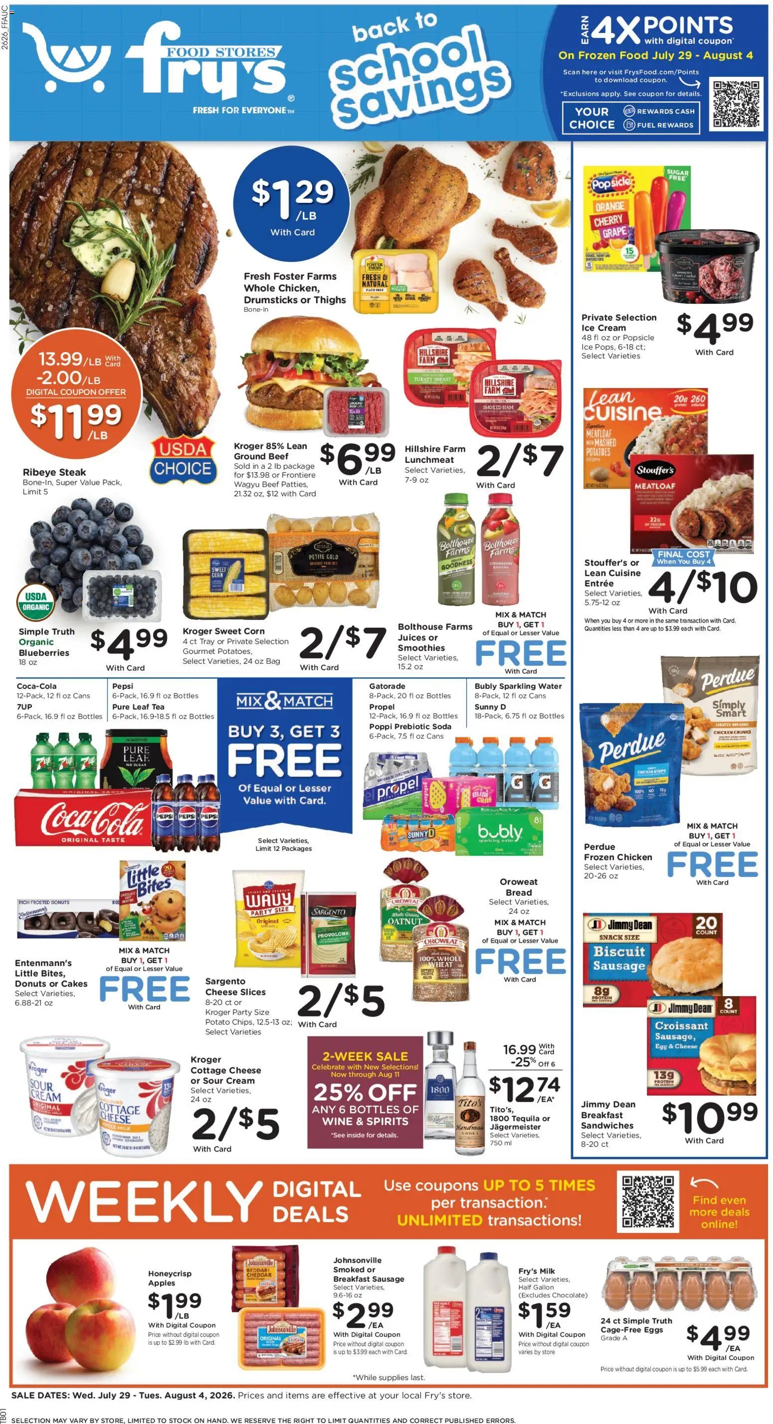 Fry's Food Weekly Ad - valid from 07/29/2026 | Page: 1 | Products: Corn, Ham, Cottage cheese, Ice cream