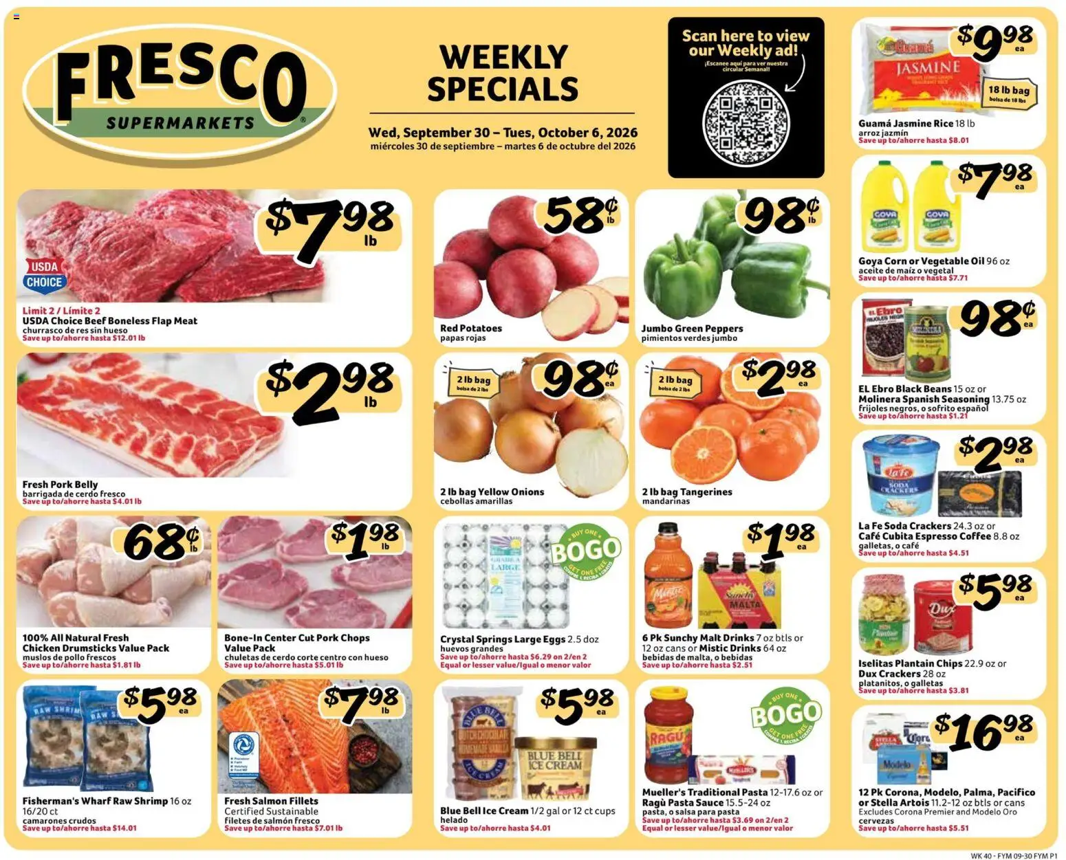 Fresco y Más Weekly Ad - valid from 09/30/2026 | Page: 1 | Products: Corn, Eggs, Ice cream, Drumsticks
