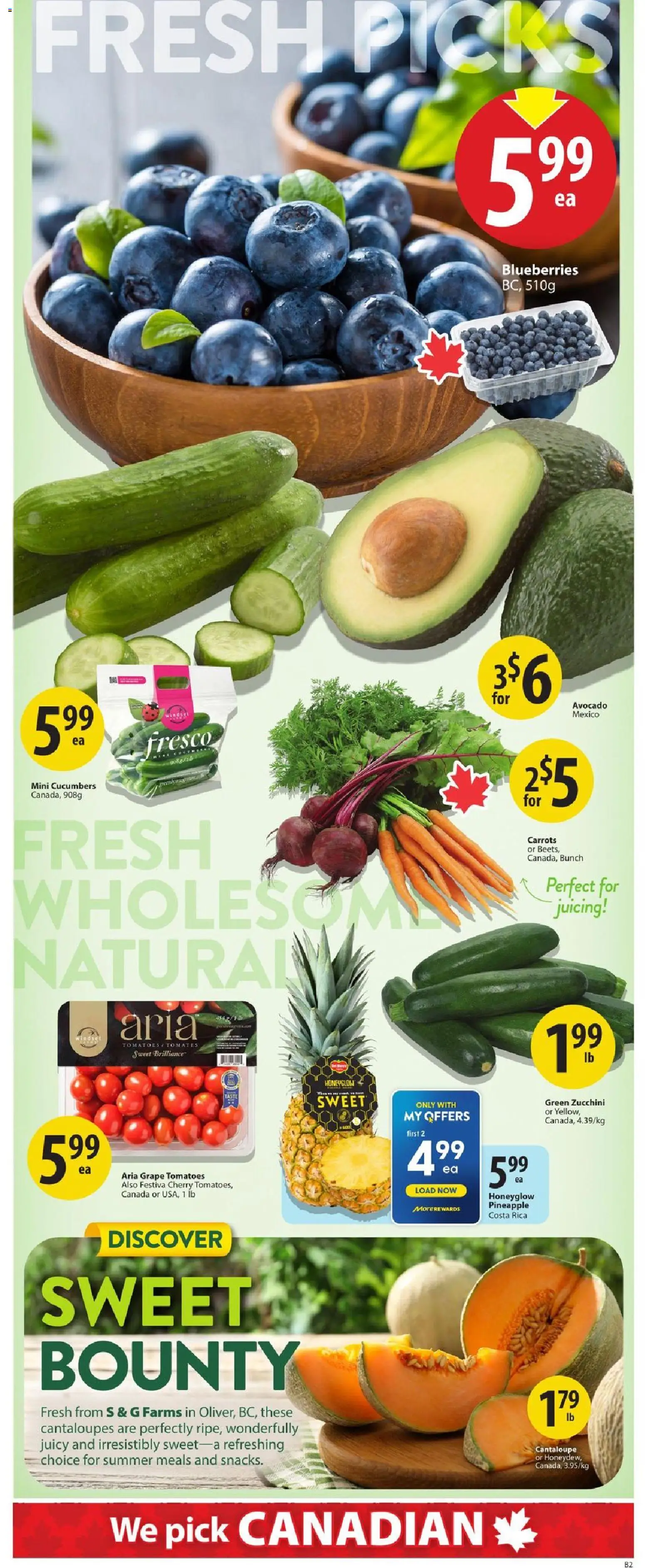 Save on foods flyer valid from Aug 20, 2026 | Page: 2 | Products: Zucchini, Blueberries, Carrots, Avocado