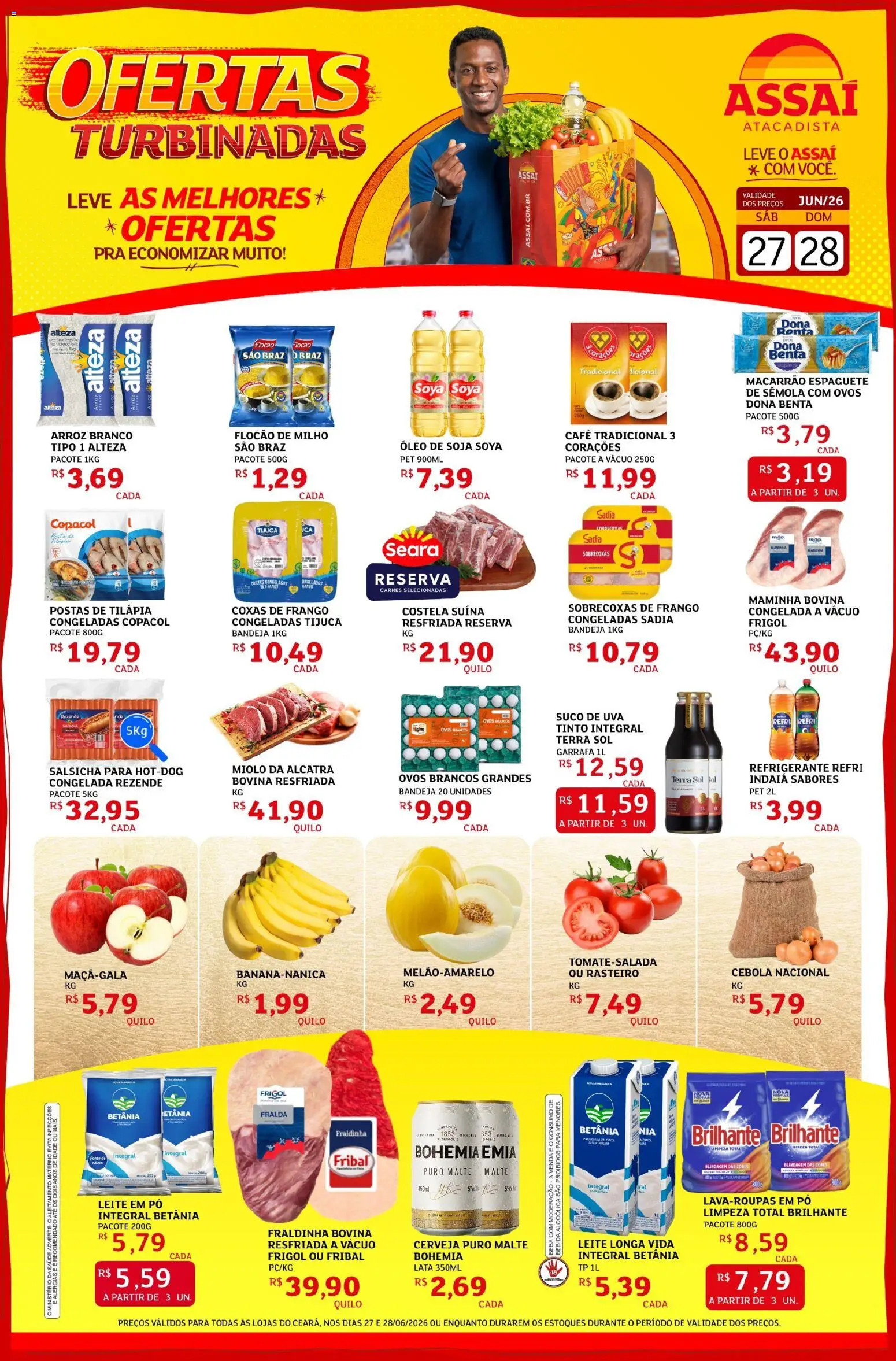 Assaí Atacadista Folheto - válido de 27/06/2026 | Página: 1 | Produtos: Café, Macarrão, Bebida, Soja