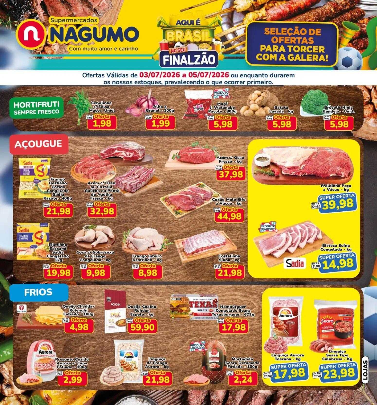 Nagumo Folheto - válido de 03/07/2026 | Página: 1 | Produtos: Acém, Queijo, Presunto, Cheddar