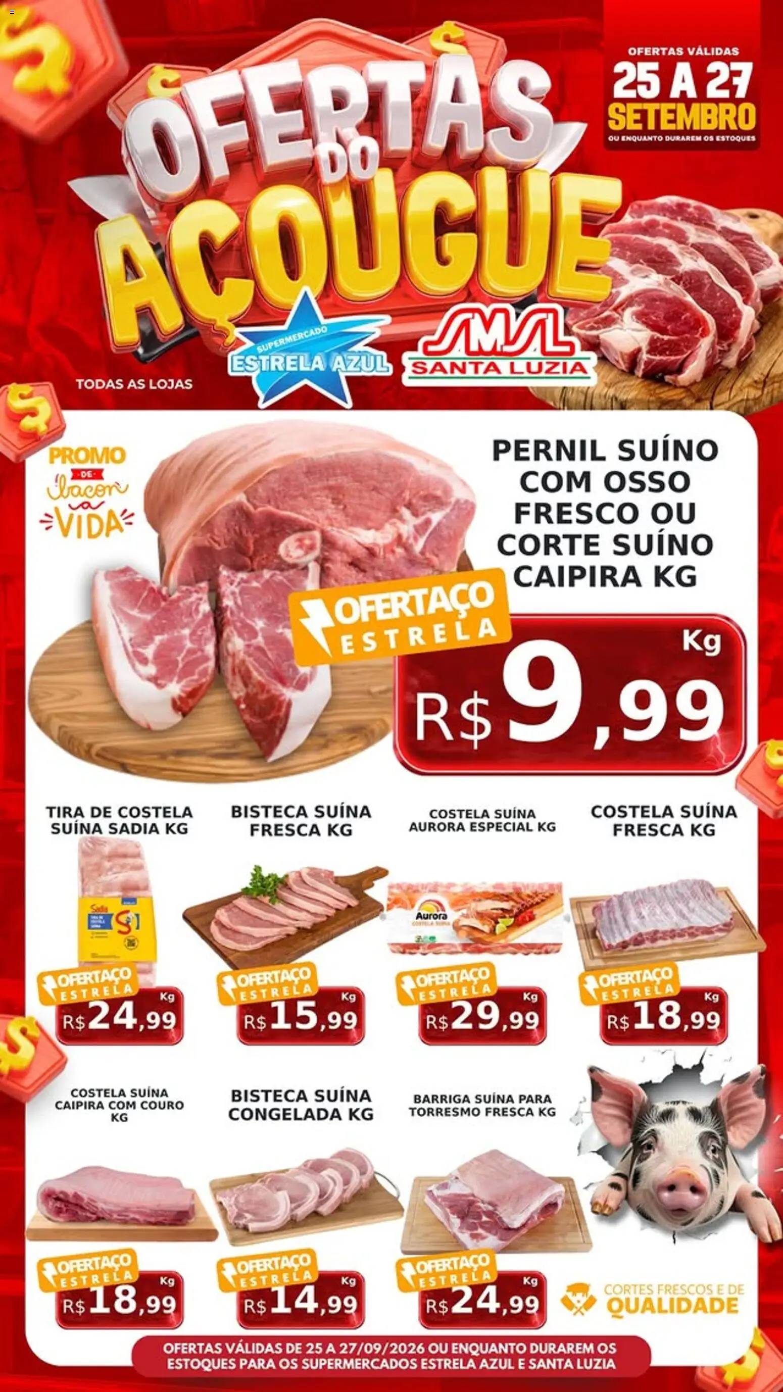 Estrela Azul Folheto - válido de 25/09/2026 | Página: 2 | Produtos: Pernil, Barriga suína, Pernil suíno, Bacon