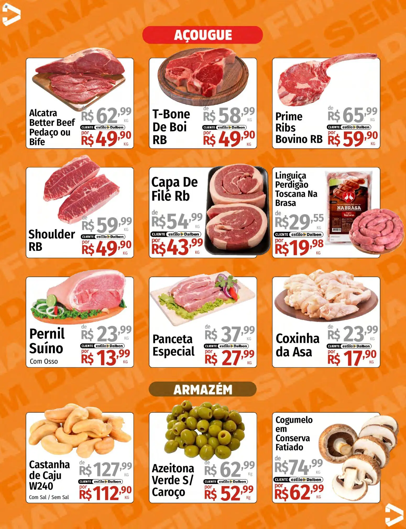 Supermercado Dalben Folheto - válido de 08.05.2026 | Página: 4 | Produtos: Linguiça, Cogumelo, Alcatra, Pernil