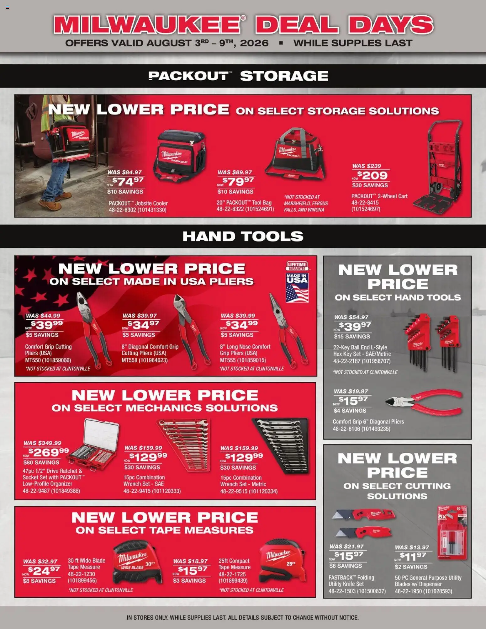 Mills Fleet Farm Milwaukee Deal Days - valid from 08/03/2026 | Page: 5 | Products: Utility Knife, Socket, Pc, Bag