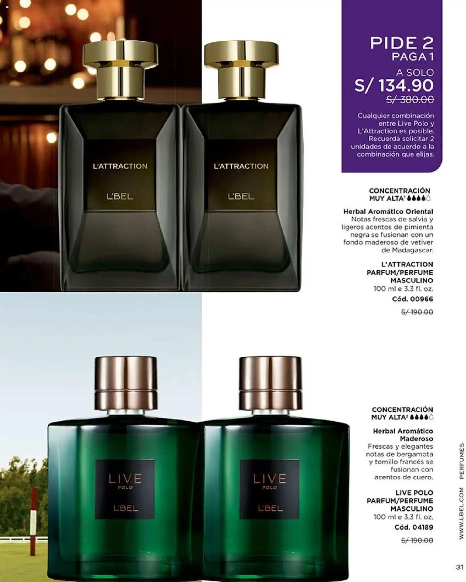 Catálogo L'Bel válido desde 22/08/2026 | Página: 31 | Productos: Perfumes, Polo