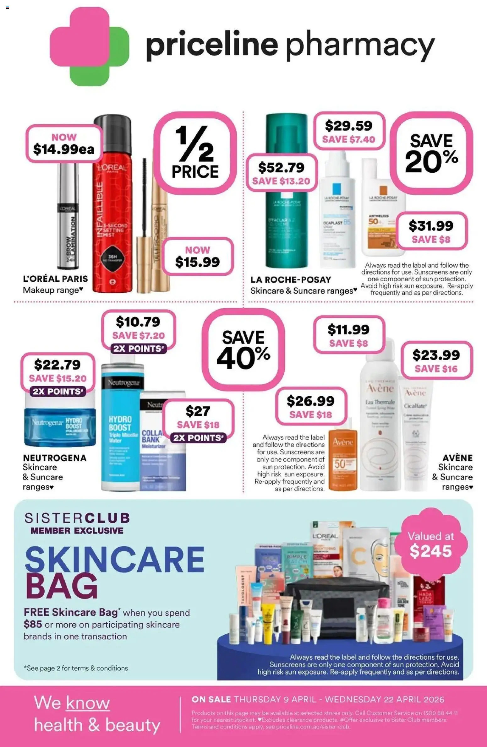 Priceline Pharmacy catalogue - valid from 08.04.2026 | Page: 1 | Products: Makeup, Water