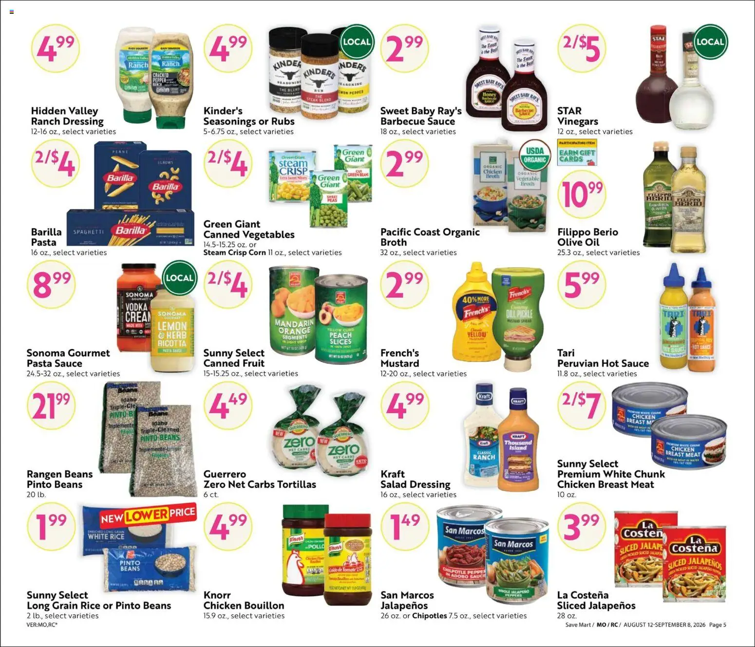 Save Mart Big Book of Savings - valid from 08/12/2026 | Page: 5 | Products: Honey, Wine, Pasta, Dressing