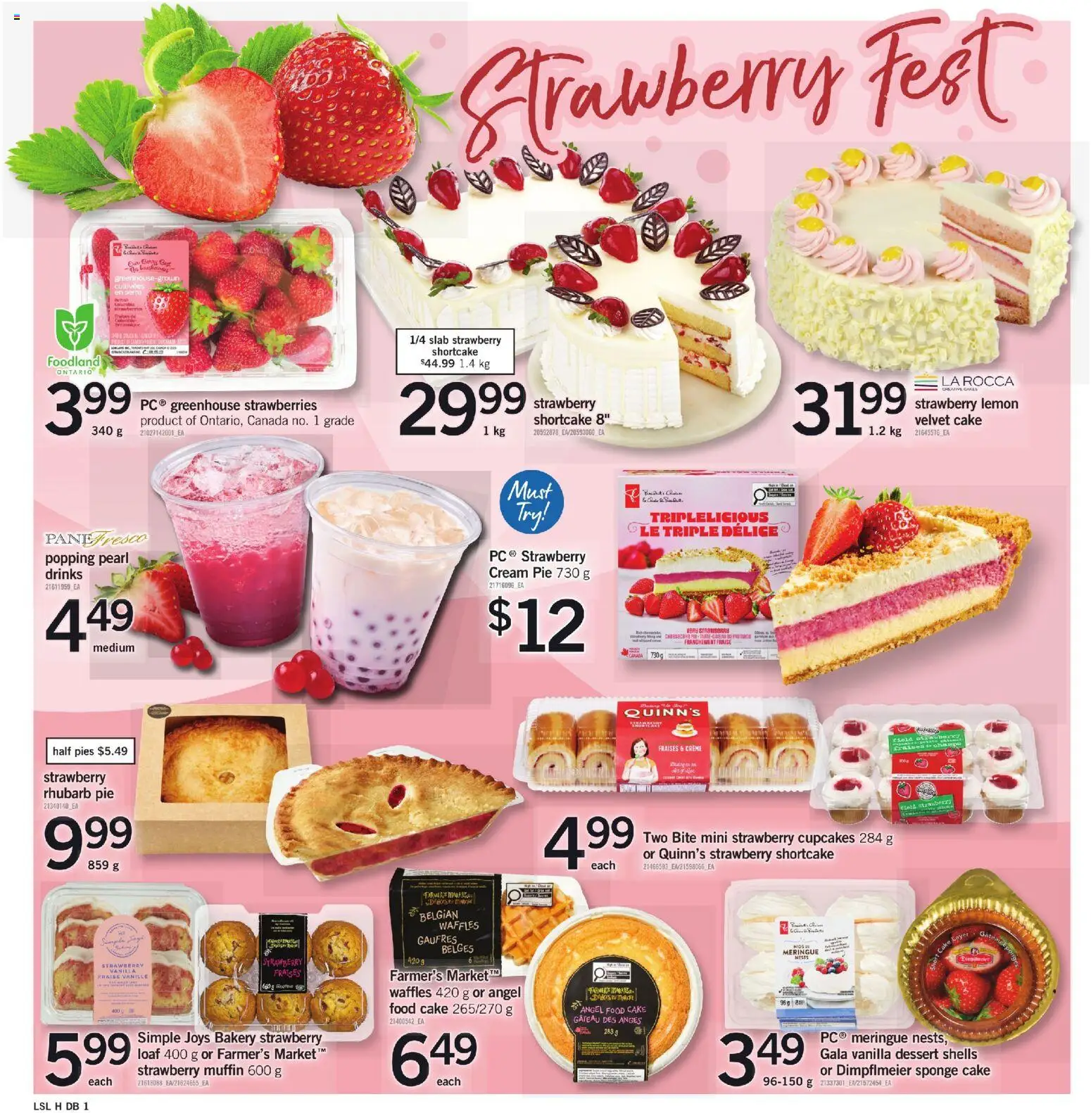 Loblaws flyer valid from 28.05.2026 | Page: 3 | Products: Strawberries, Cream, Bakery, Sponge