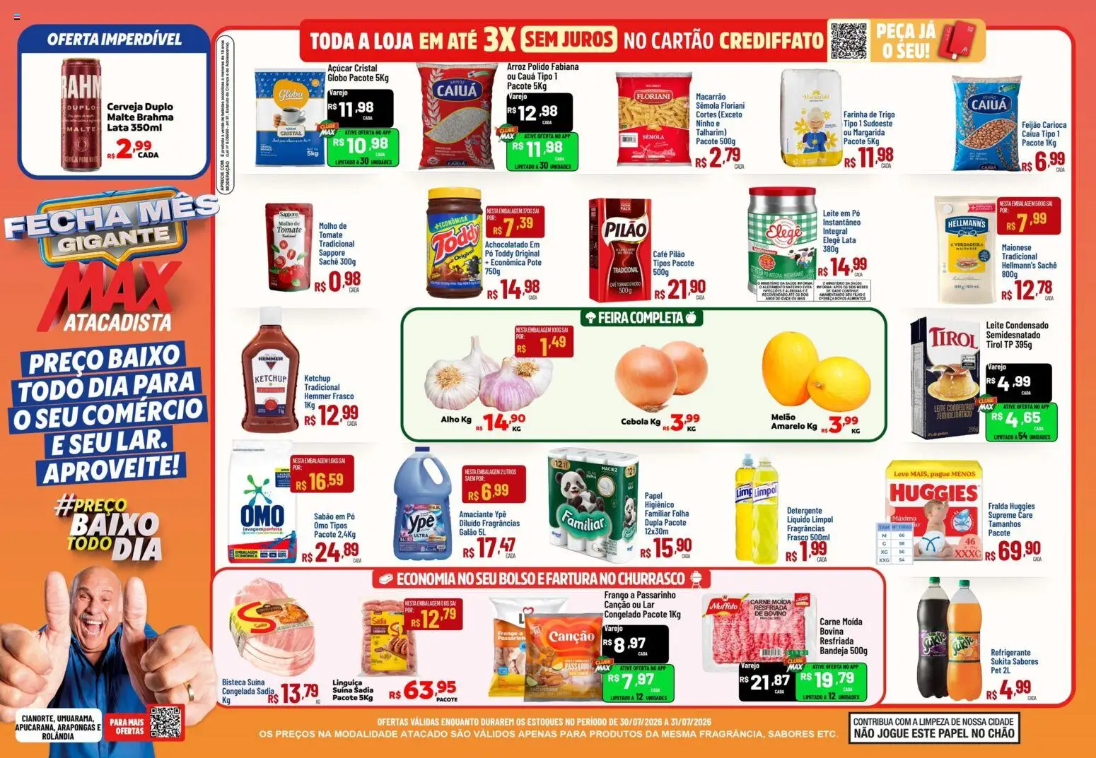 Max Atacadista Folheto - válido de 30/07/2026 | Página: 1 | Produtos: Sabão, Detergente, Ketchup, Maionese
