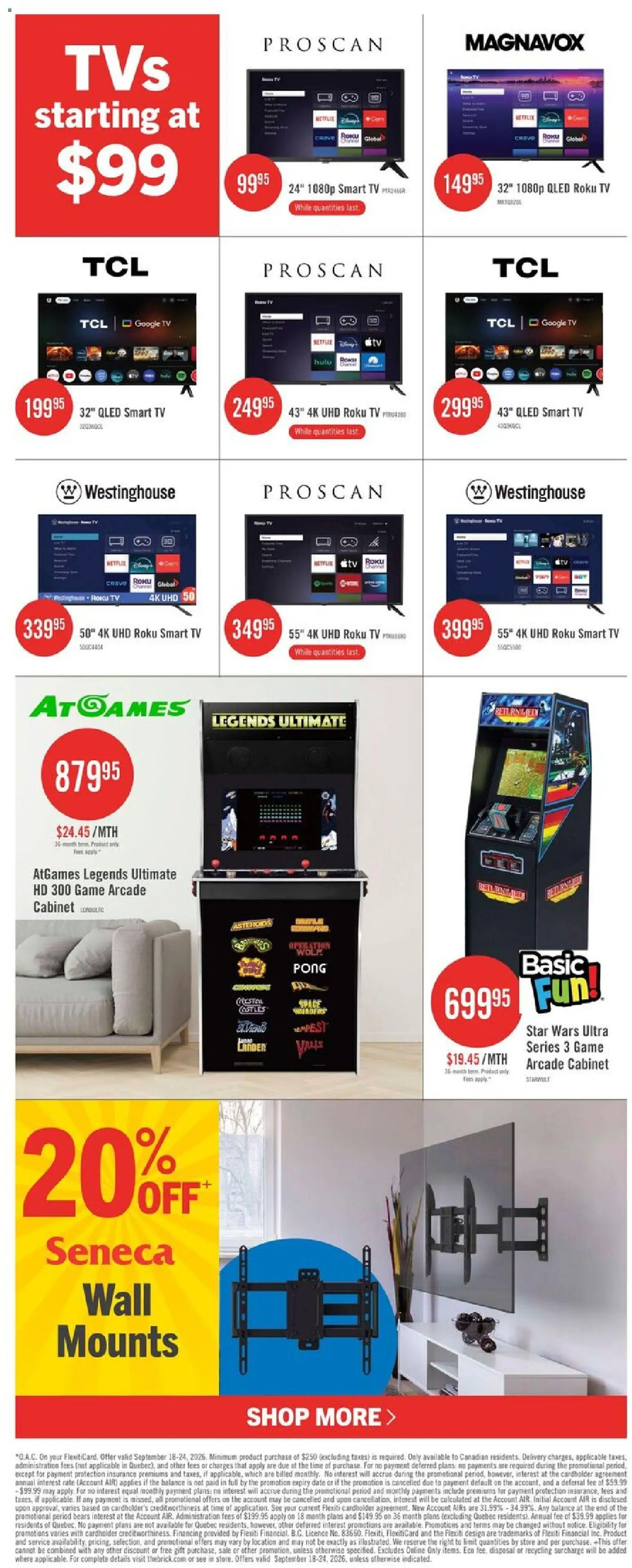 The Brick flyer valid from Sep 18, 2026 | Page: 5 | Products: Tv, Game, Cabinet
