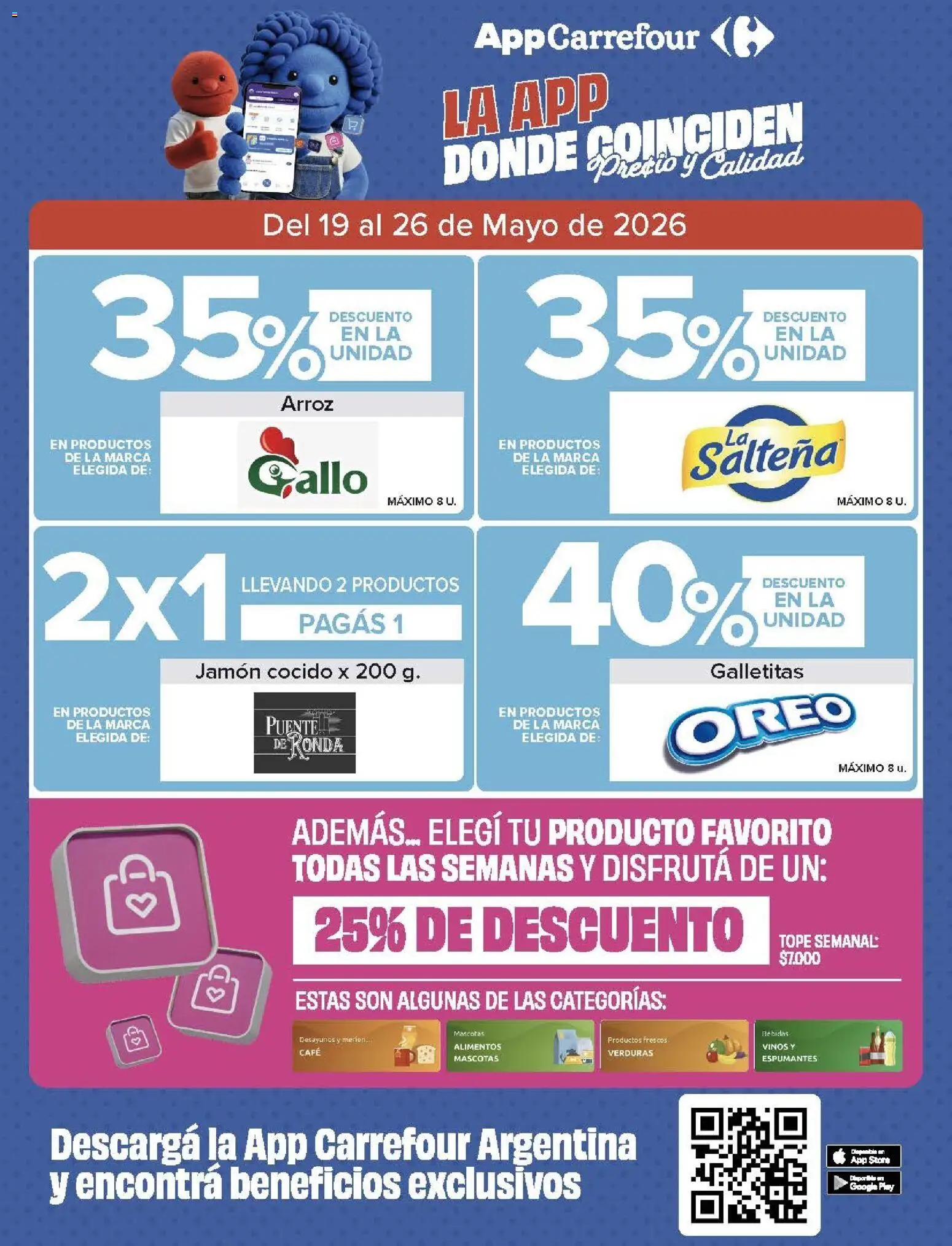 Carrefour - AHORRO FINDE MES │ válido desde el 19.05.2026 | Página: 2 | Productos: Jamón cocido, Café, Jamón, Arroz