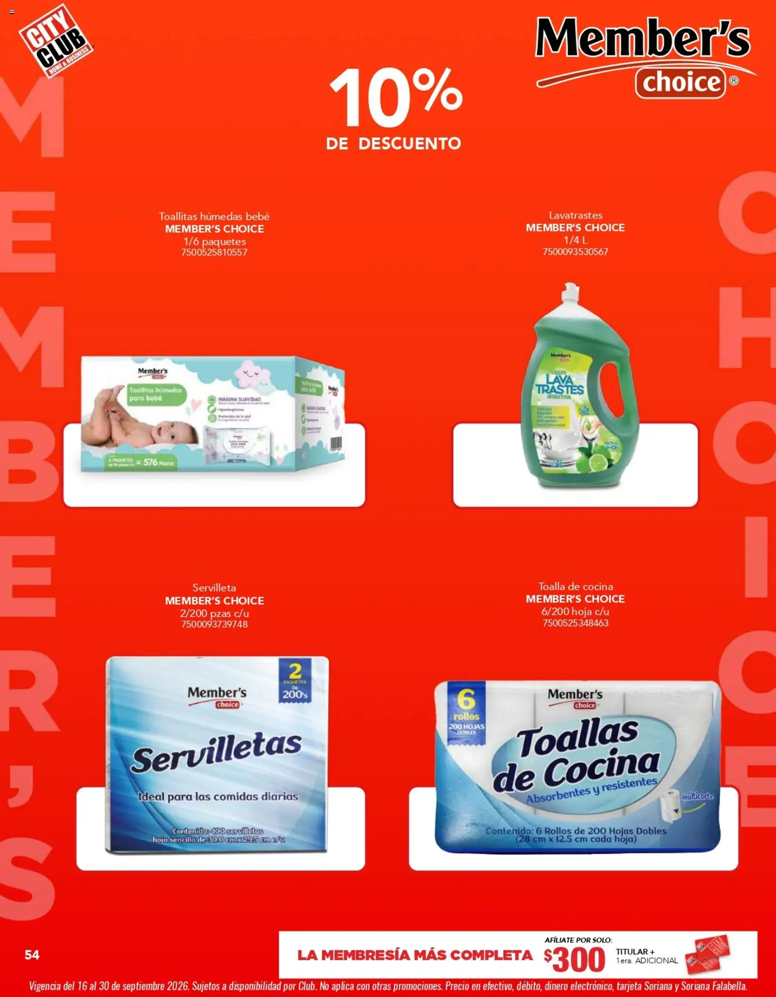 Nuevas ofertas de City Club válidas en toda la República Mexicana desde el 01/09/2026. ¡Encuentra las mejores ofertas en City Club catálogo! | Página: 54 | Productos: Toalla, Cocina, Toallas, Servilletas