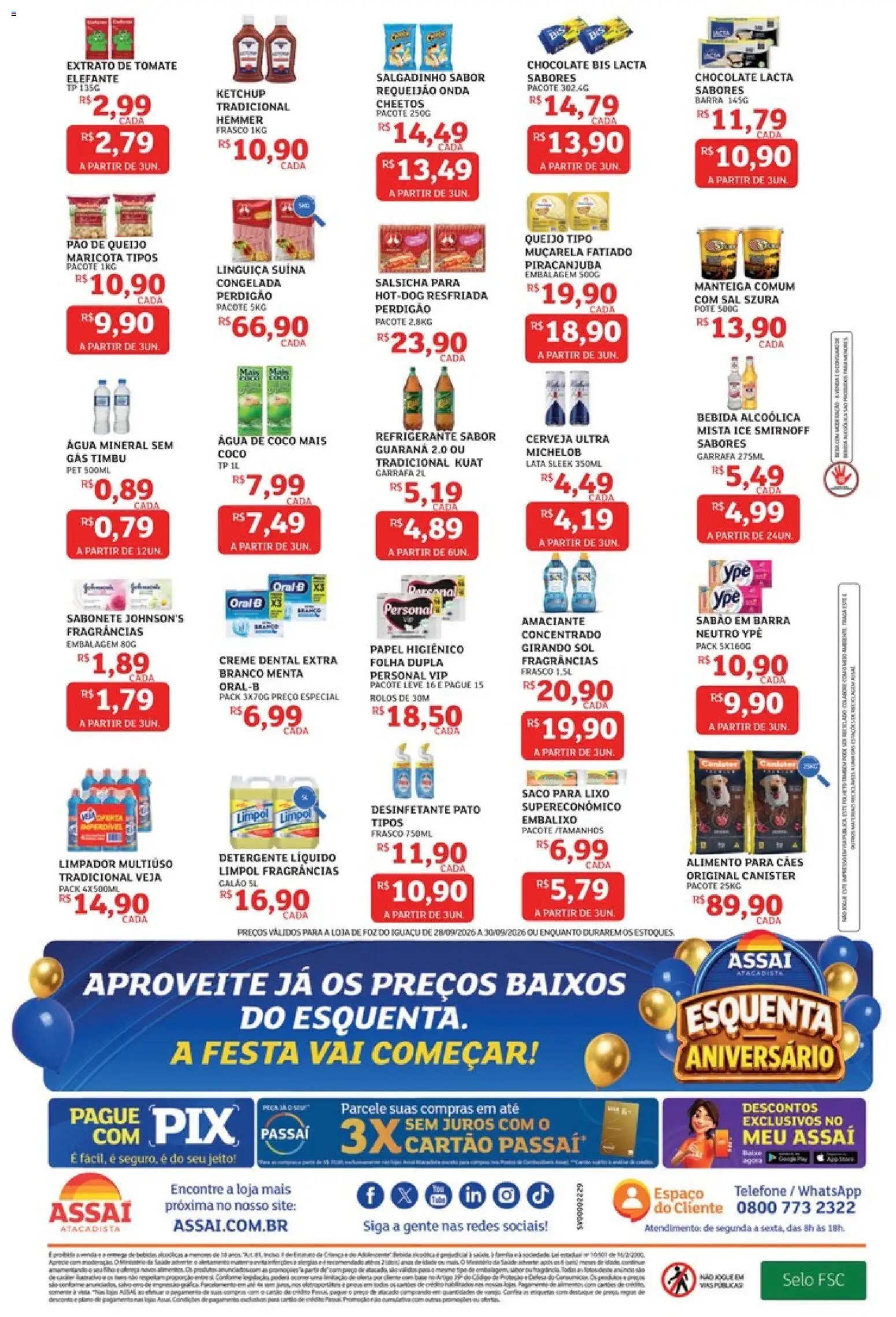 Assaí Atacadista Folheto - válido de 28/09/2026 | Página: 2 | Produtos: Detergente, Queijo, Água, Cheetos