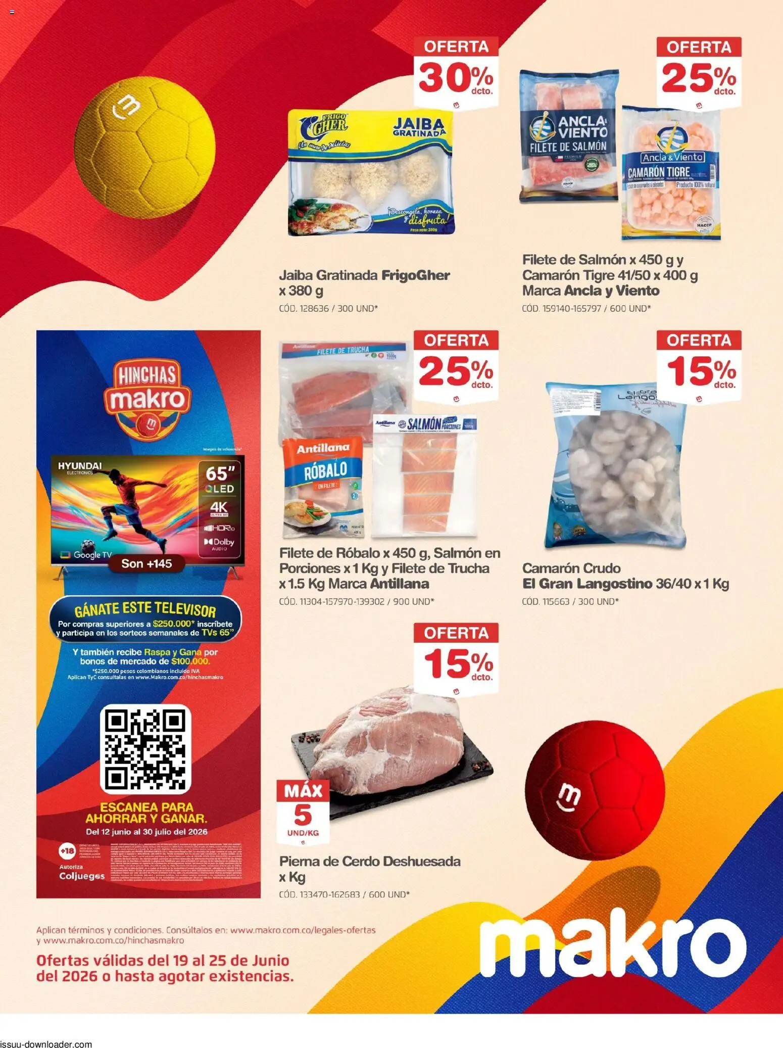 Makro revista - valida desde el 19/06/2026 | Página: 12 | Productos: Cerdo, Televisor, Audio, Peso