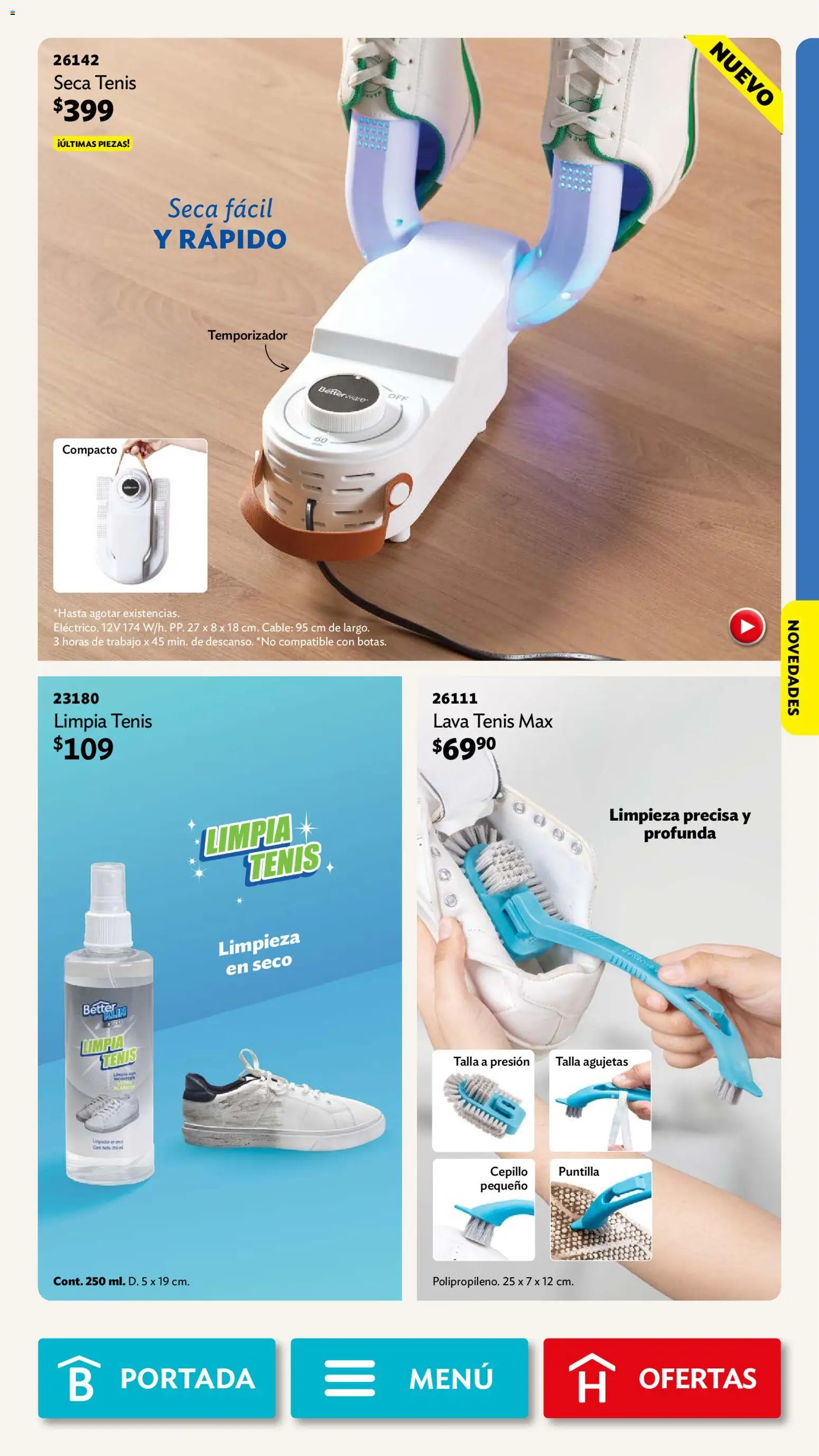 Nuevas ofertas de Betterware válidas en toda la República Mexicana desde el 31/08/2026. ¡Encuentra las mejores ofertas en Betterware campaña 9 2026! | Página: 91 | Productos: Tenis, Cepillo, Cable