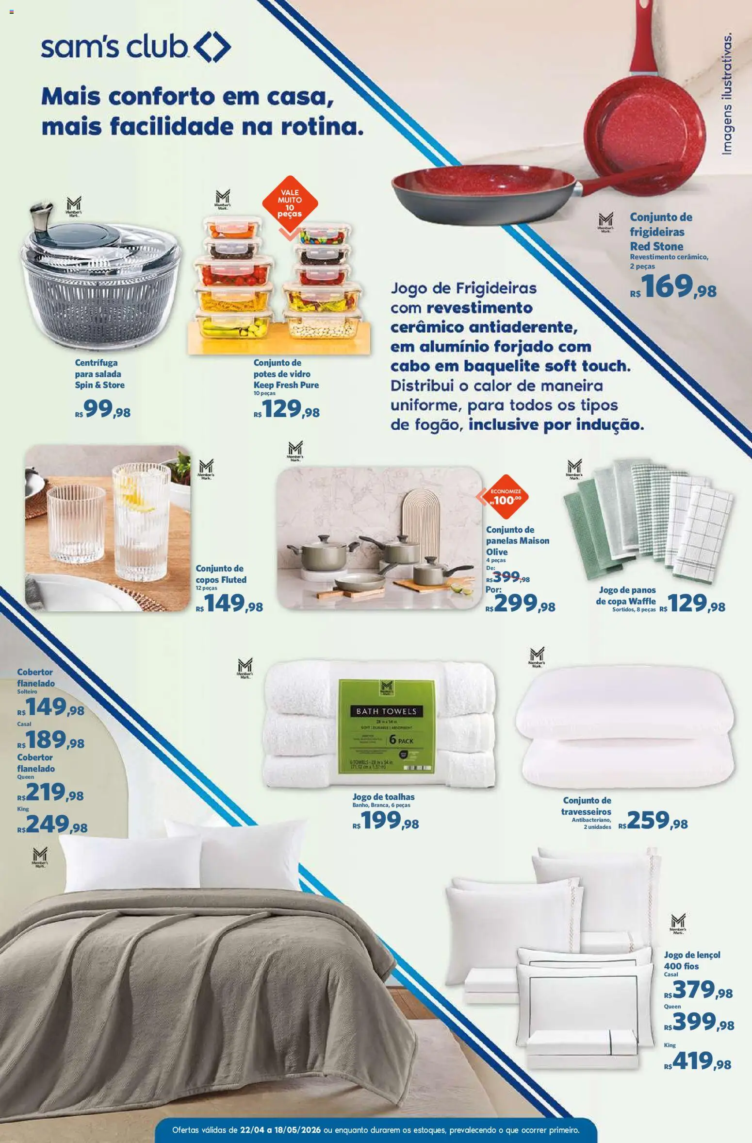 Sam's Club Folheto - válido de 22.04.2026 | Página: 12 | Produtos: Cobertor, Conjunto de panelas, Copa, Salada
