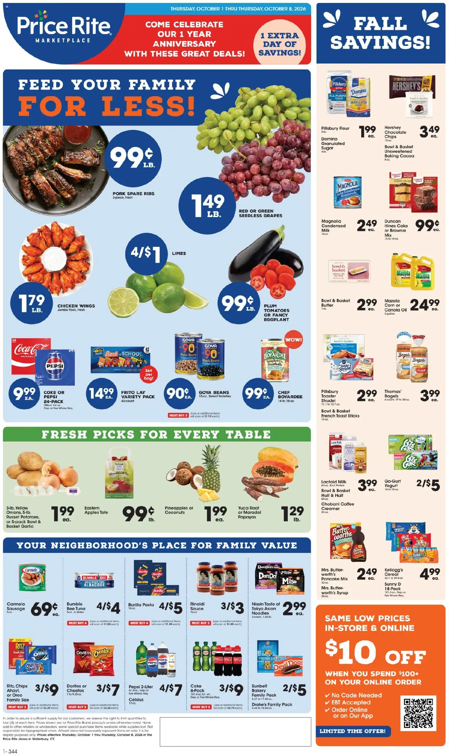 Price Rite Weekly Ad - valid from 10/01/2026 | Page: 1 | Products: Papayas, Apples, Chips, Sugar