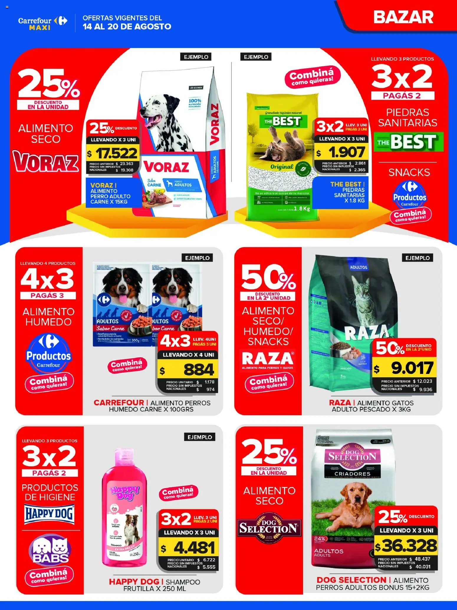 Carrefour Maxi catálogo │ válido desde el 14/08/2026 | Página: 11 | Productos: Shampoo, Carne, Alimento para perros, Snacks
