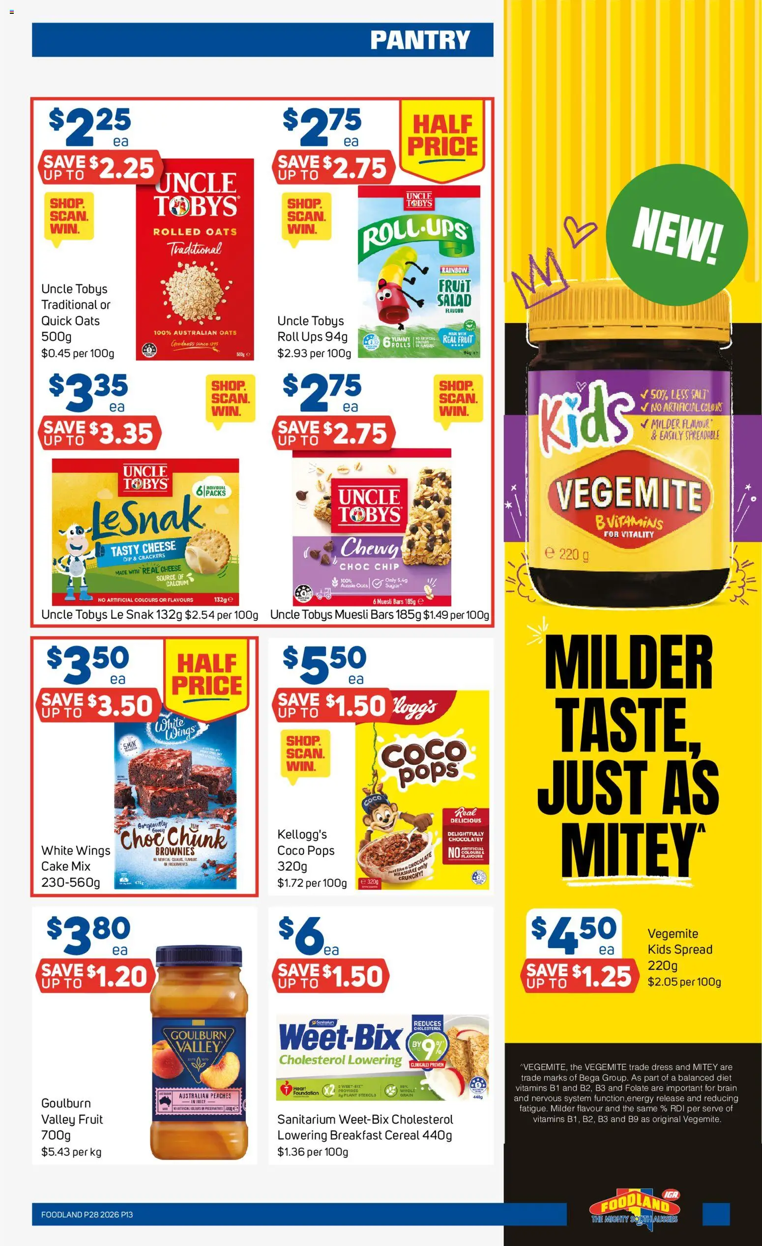 Foodland catalogue - valid from 08/07/2026 | Page: 13 | Products: Crackers, Cheese, Vegemite, Foundation