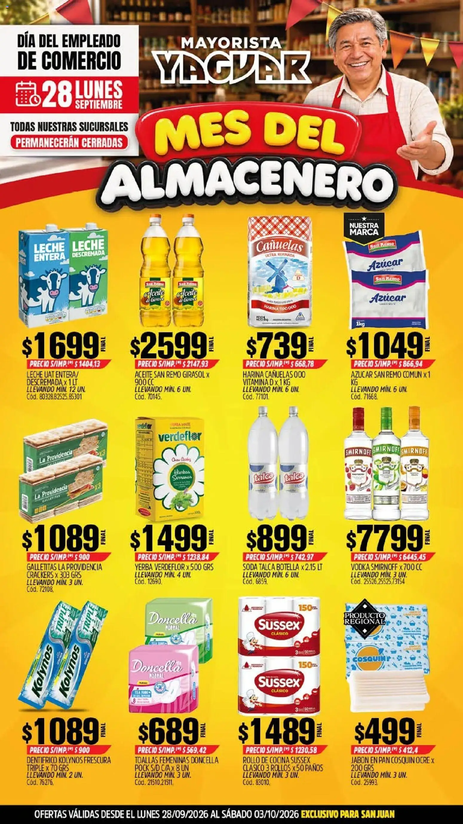 Yaguar - Oferta Semanal San Juan │ válido desde el 28/09/2026 | Página: 1 | Productos: Hierbas, Toallas, Jabón, Pan