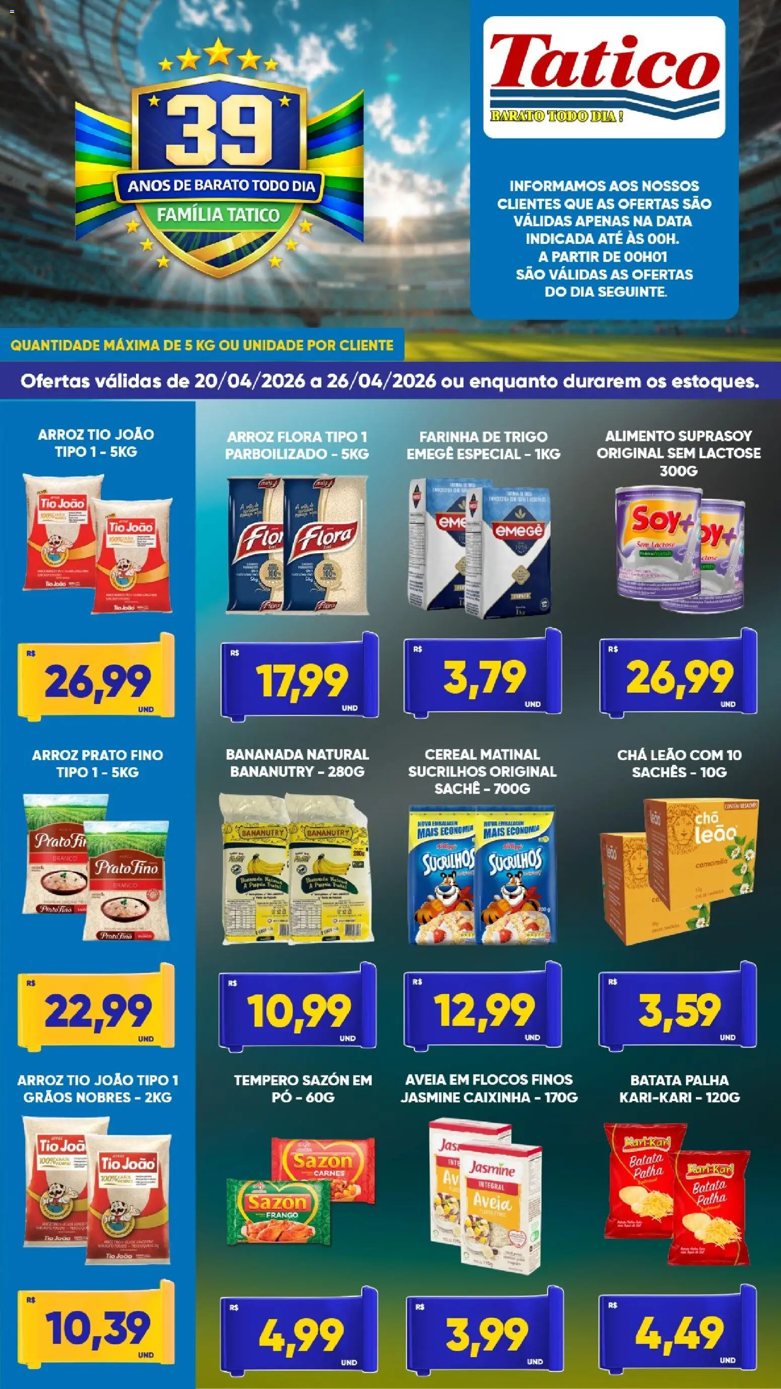 Tatico Folheto - válido de 20.04.2026 | Página: 3 | Produtos: Arroz, Flocos, Batata palha, Aveia