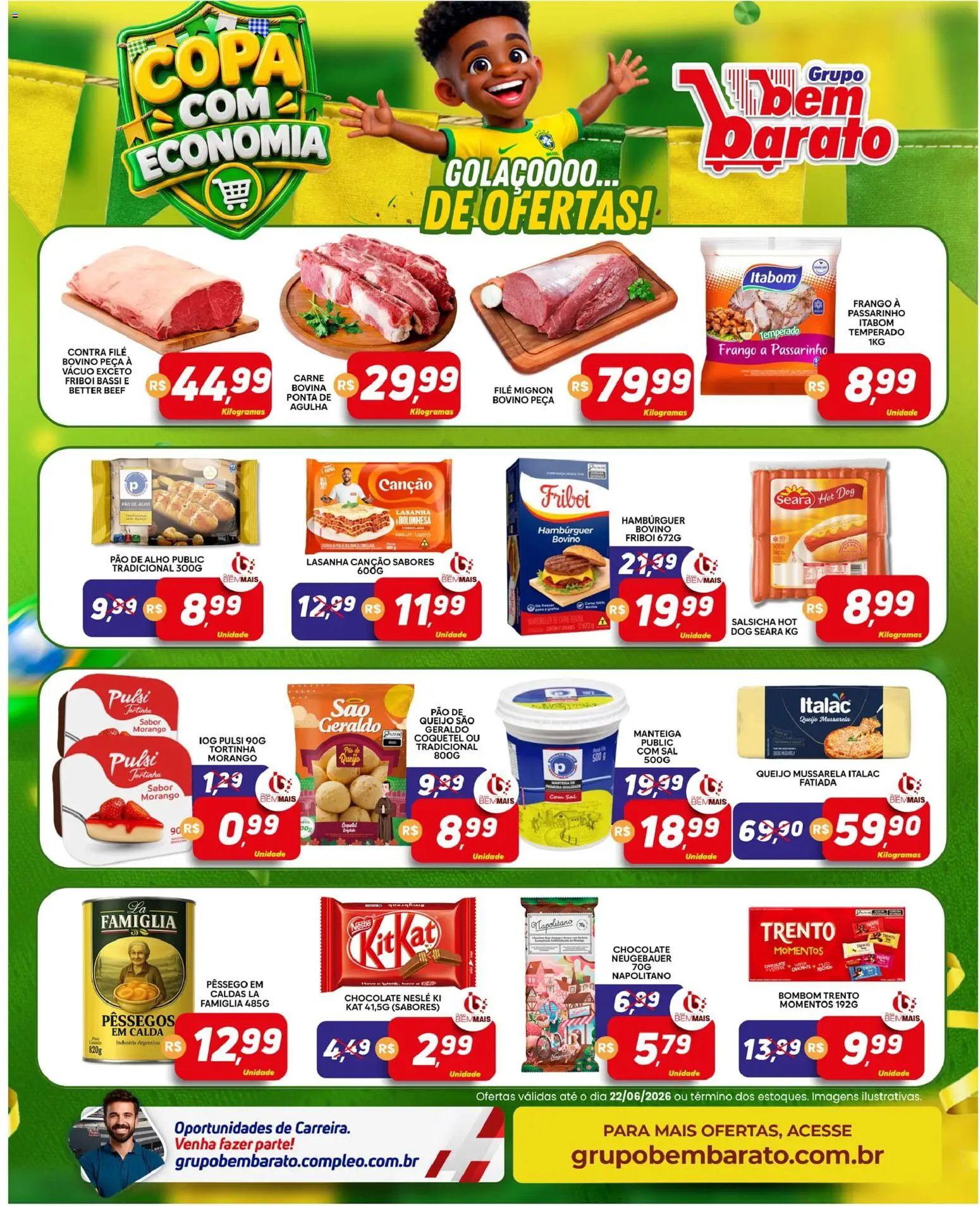 Supermercado Bem Barato Folheto - válido de 16.06.2026 | Página: 3 | Produtos: Filé mignon, Queijo, Carne, Lasanha
