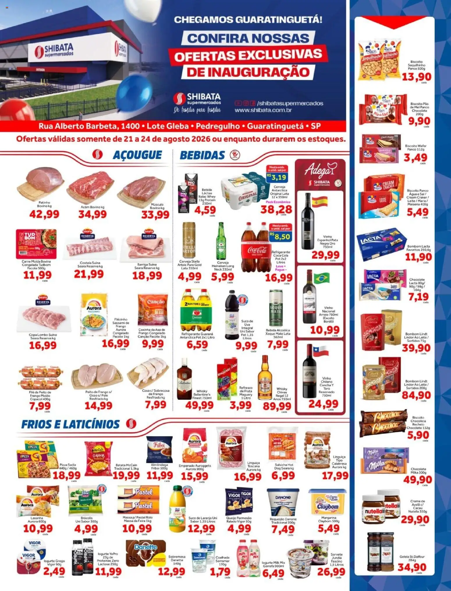 Shibata Folheto - válido de 21/08/2026 | Página: 1 | Produtos: Rolo, Linguiça, Brócolis, Peito de frango