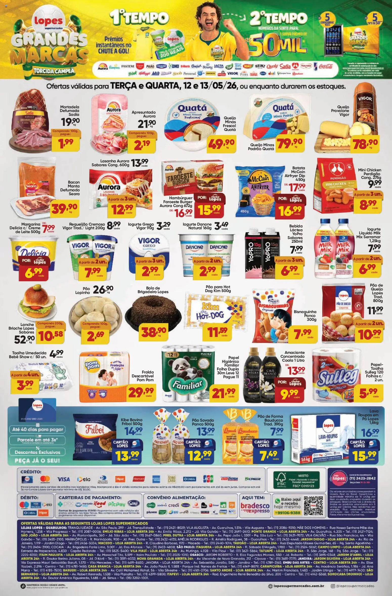 Lopes Supermercados Folheto - válido de 12.05.2026 | Página: 2 | Produtos: Queijo, Provolone, Hambúrguer, Requeijão