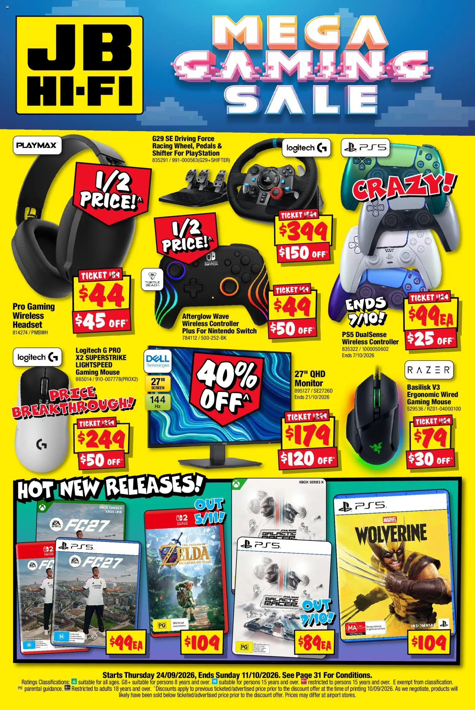 JB Hi-Fi catalogue - valid from 24/09/2026 | Page: 1 | Products: Nintendo Switch, Controller, Monitor, Mouse
