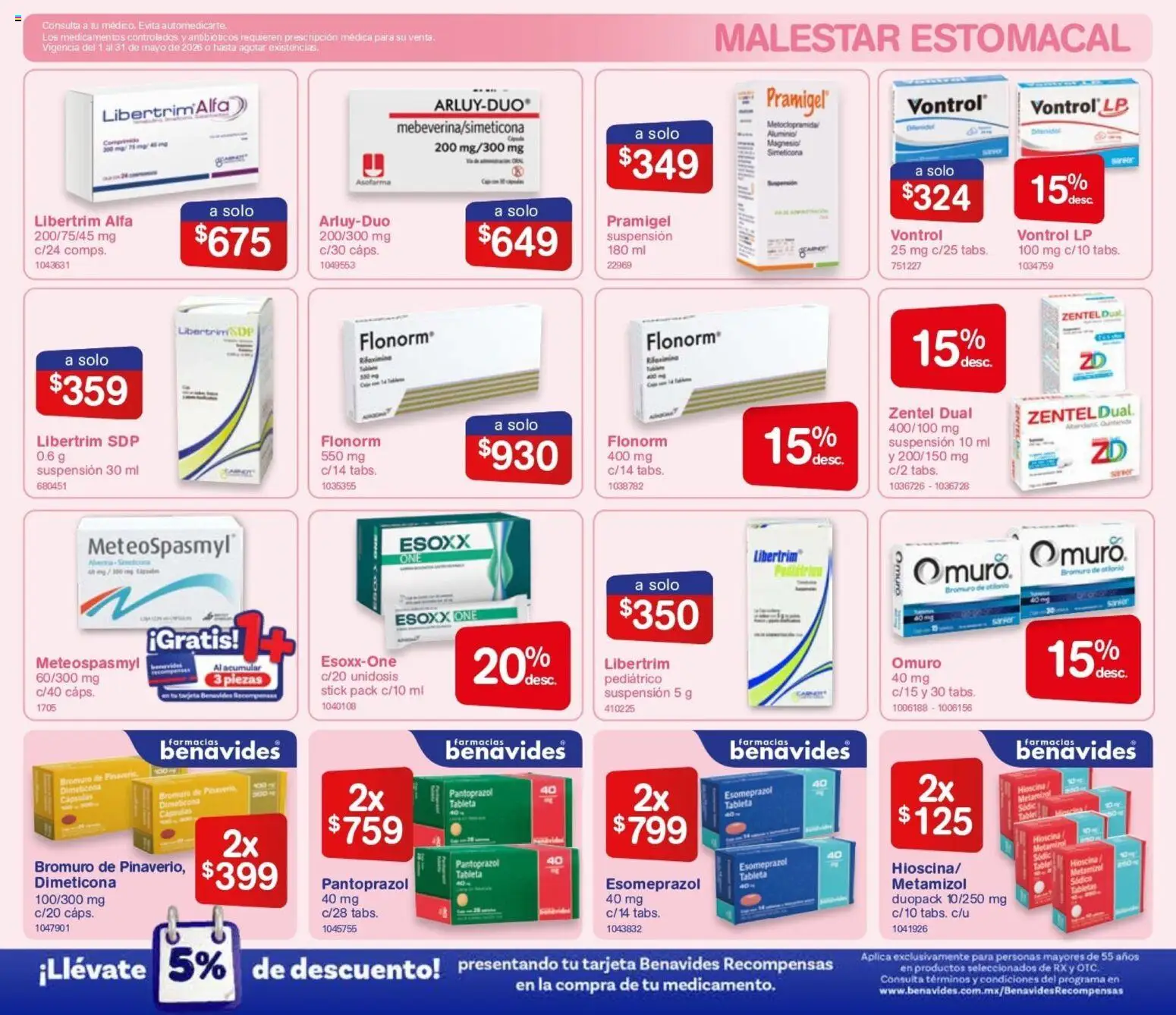 Nuevas ofertas de Farmacia Benavides válidas en toda la República Mexicana desde el 01.05.2026. ¡Encuentra las mejores ofertas en Farmacia Benavides catálogo! | Página: 9 | Productos: Tableta