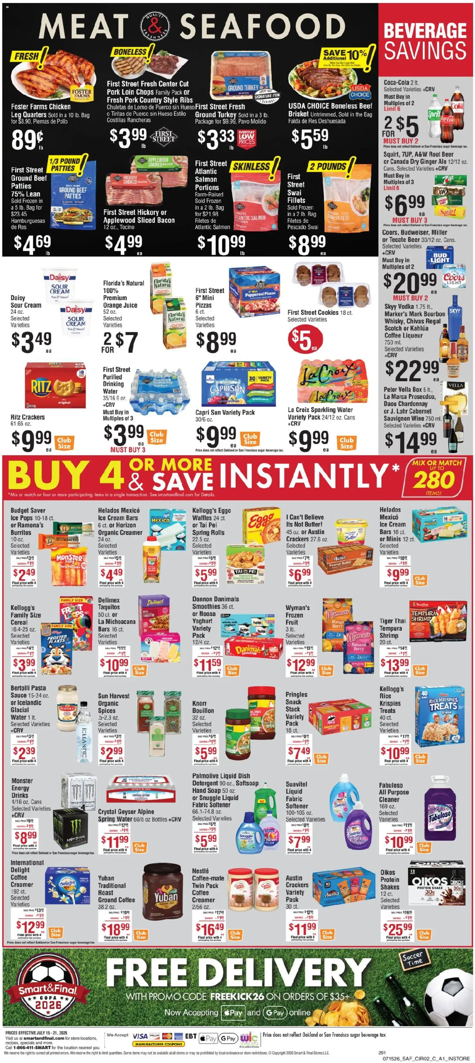 Smart & Final Weekly Ad - valid from 07/15/2026 | Page: 3 | Products: Beer, Pork, Cookies, Bag
