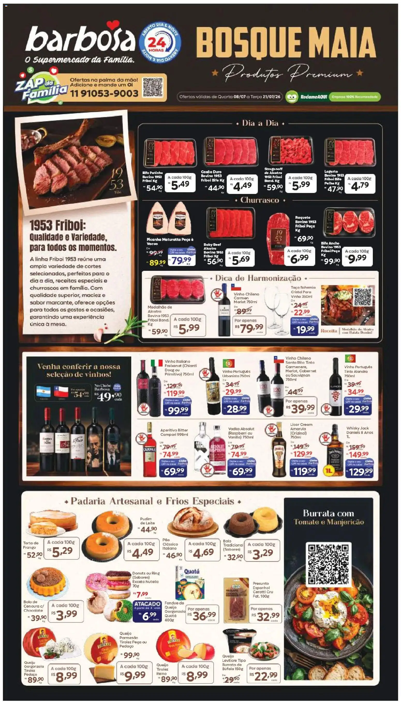 Barbosa Supermercados Folheto - válido de 08/07/2026 | Página: 1 | Produtos: Coco, Manjericão, Picanha, Vodka