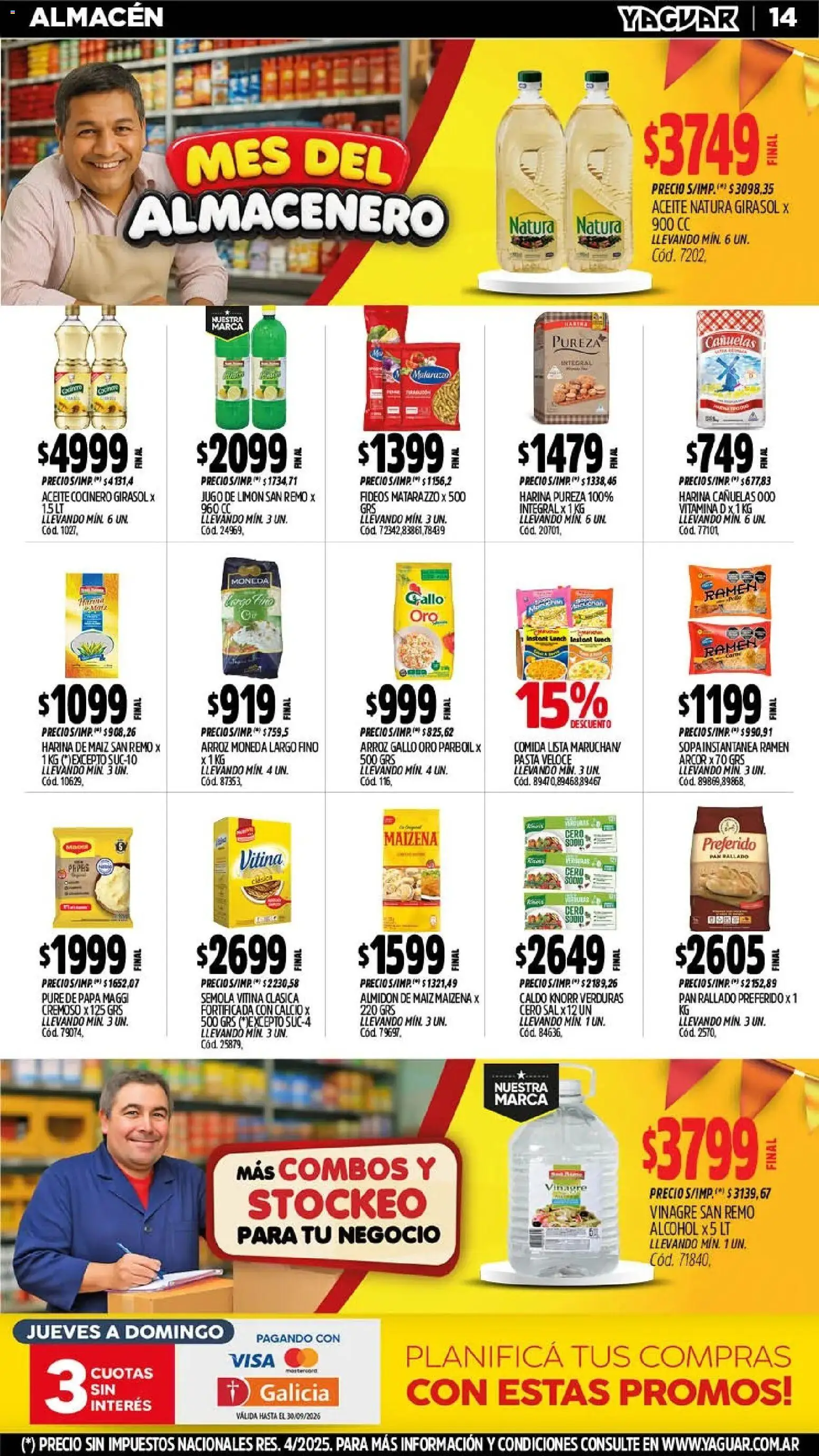 Yaguar - Oferta Semanal Trelew │ válido desde el 21/09/2026 | Página: 14 | Productos: Jugo de limón, Arroz, Fideos, Pasta
