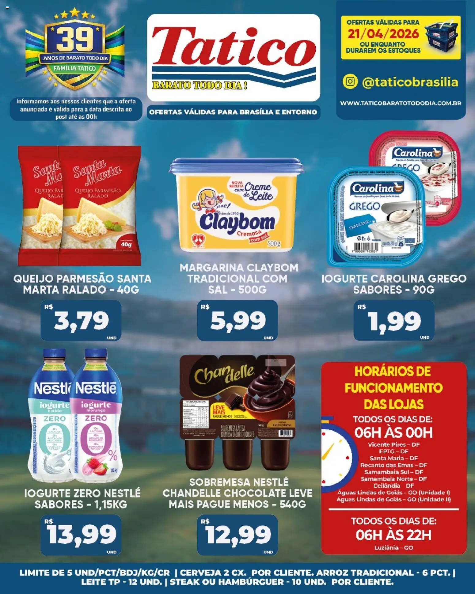 Tatico Folheto - válido de 21.04.2026 | Página: 21 | Produtos: Iogurte, Arroz, Creme, Queijo parmesão