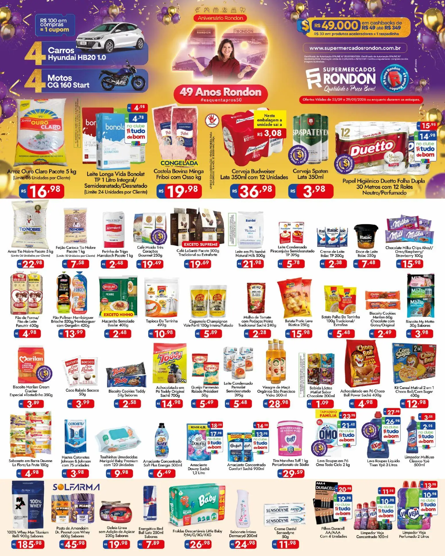 Supermercados Rondon Folheto - válido de 25/09/2026 | Página: 1 | Produtos: Feijão, Achocolatado, Chocolate, Hambúrguer